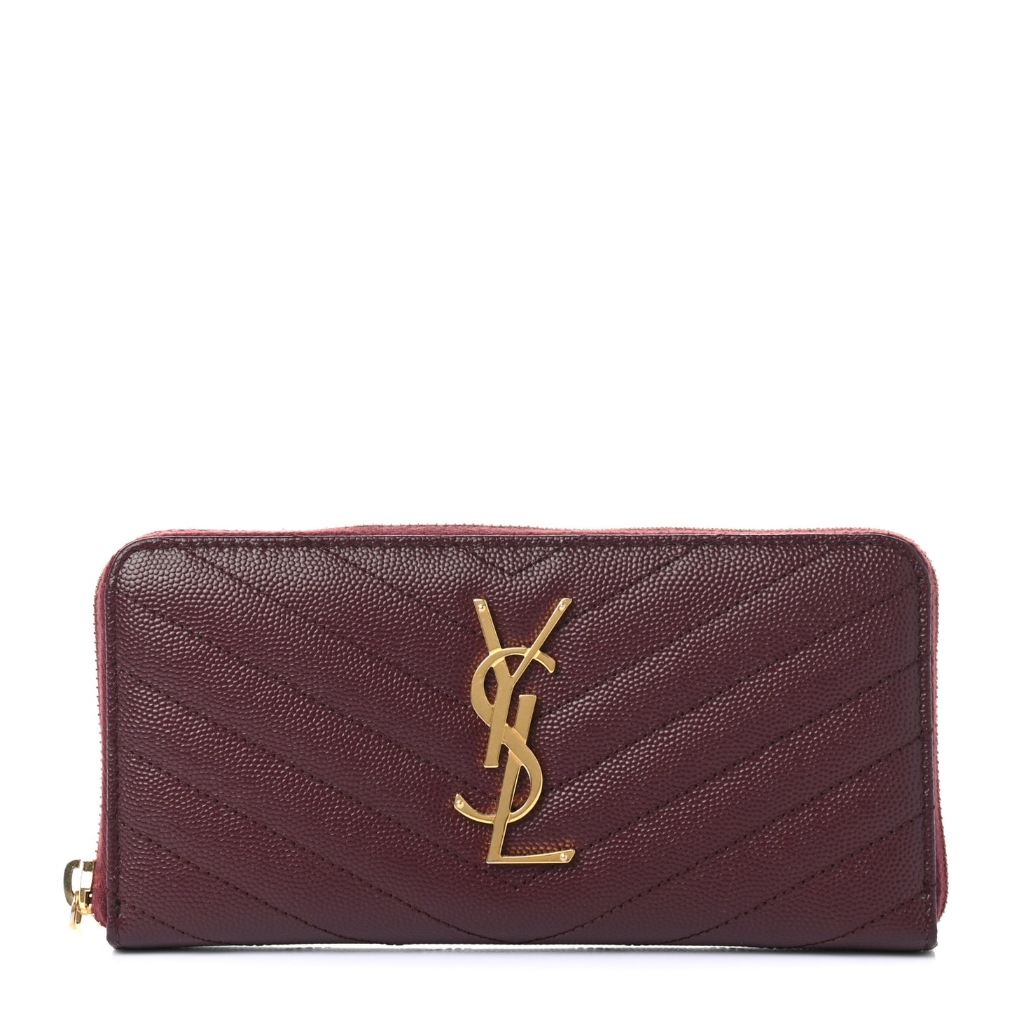 Grain De Poudre Matelasse Chevron Monogram Zip Around Wallet Rouge Legion