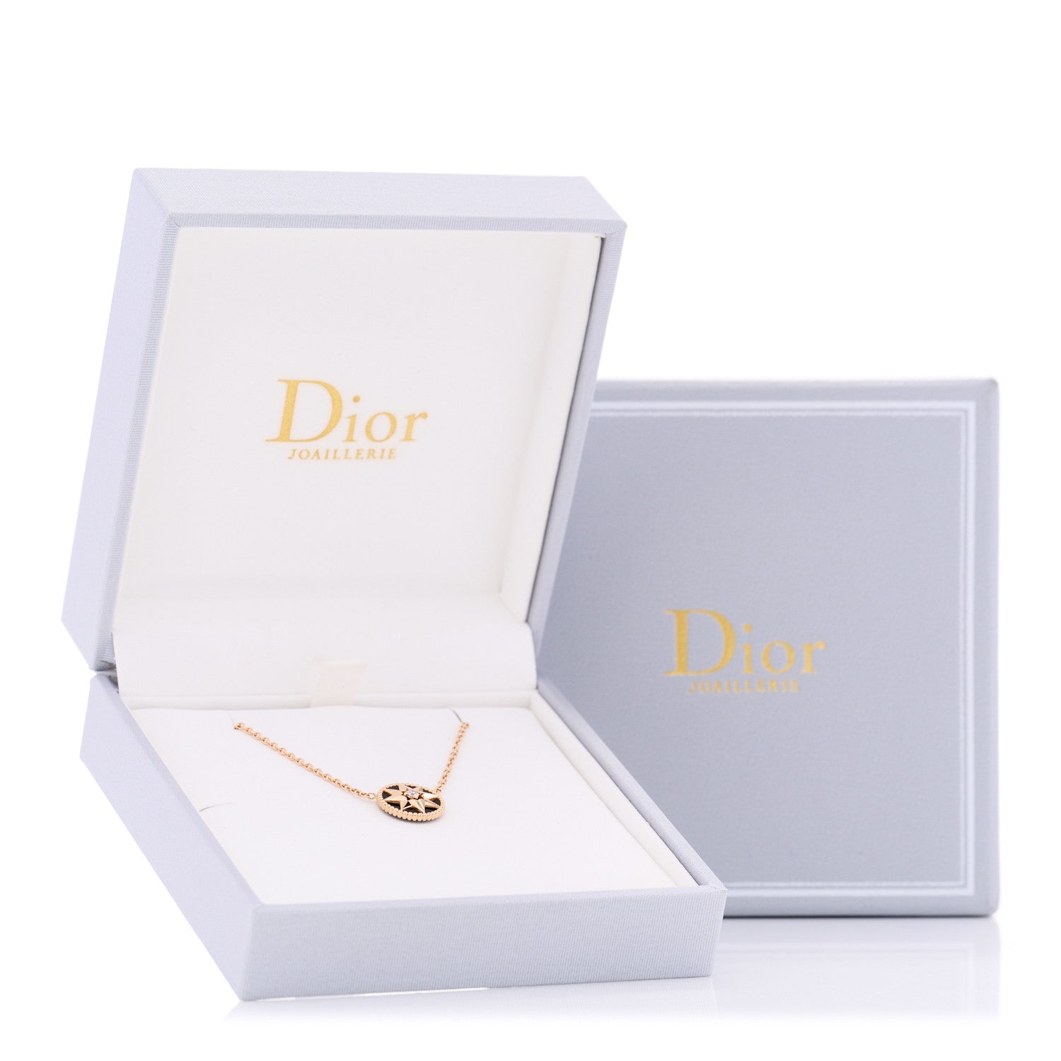 Christian Dior 18K Rose Gold Diamond Black Onyx Rose Des Vents Necklace 6 of 6