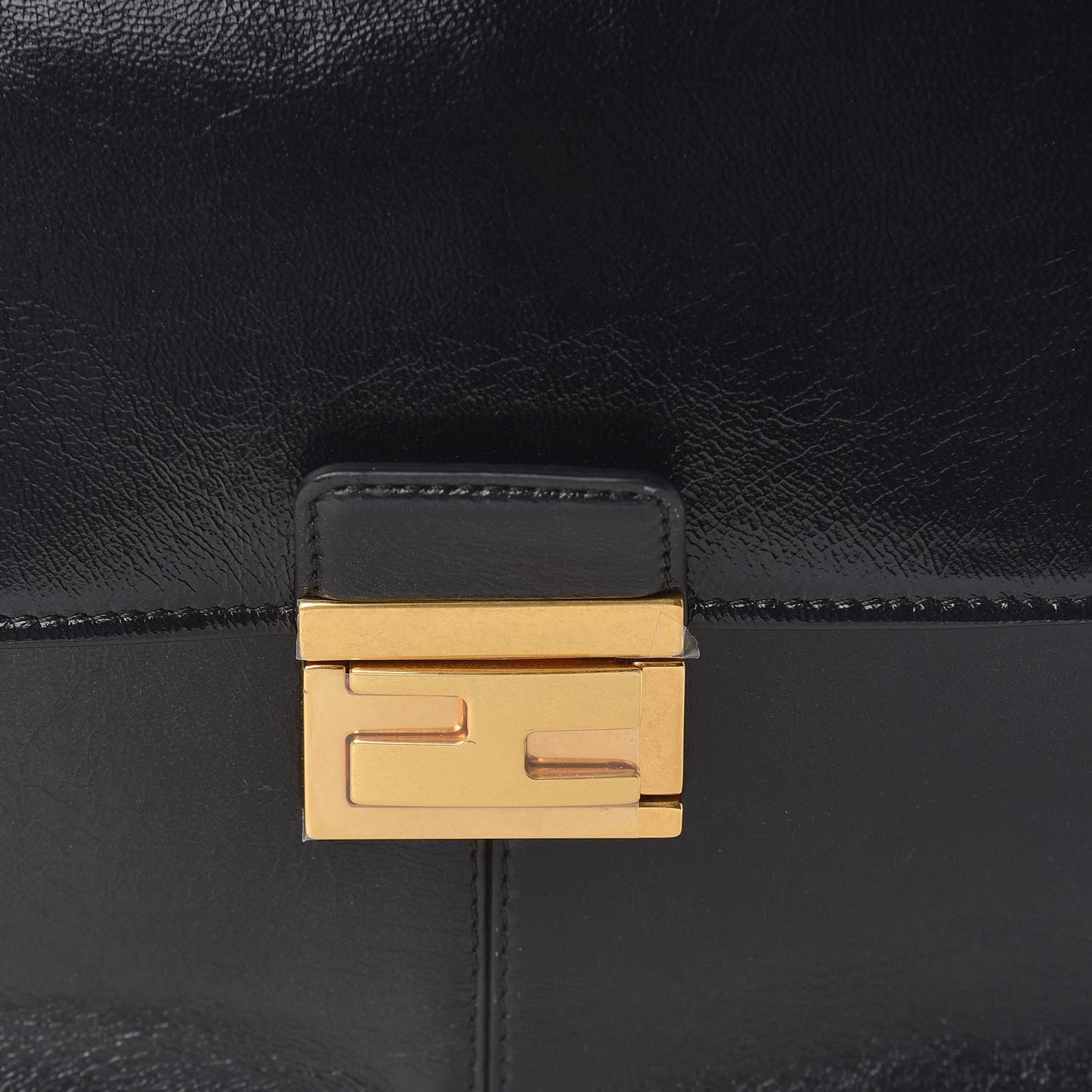 Agnello Old Shine Large Kan U Shoulder Bag Black