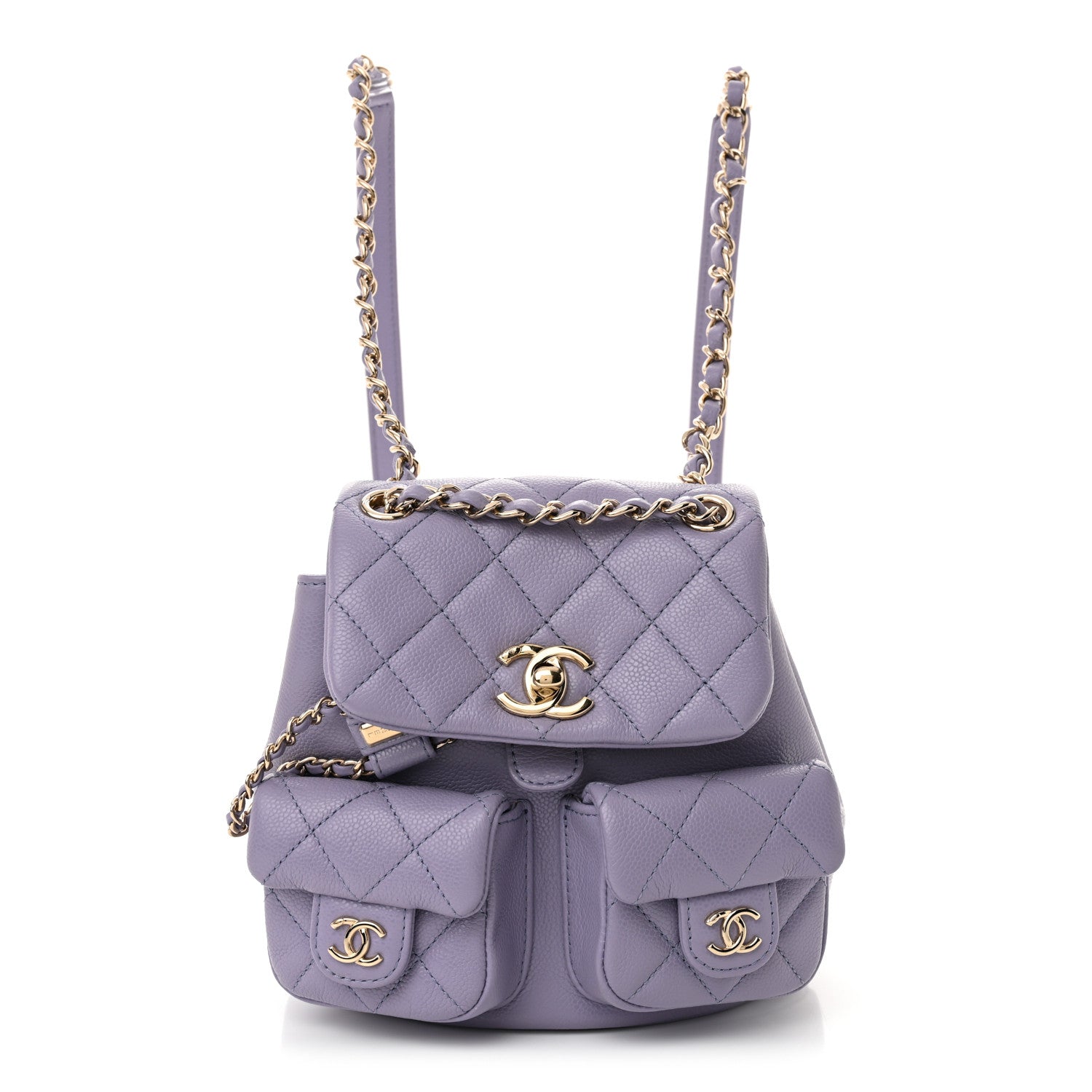 chanel duma mini backpack Chanel Shiny Caviar Quilted Small Duma Pockets Drawstring Backpack Light Purple 1637057 – FASHIONPHILE