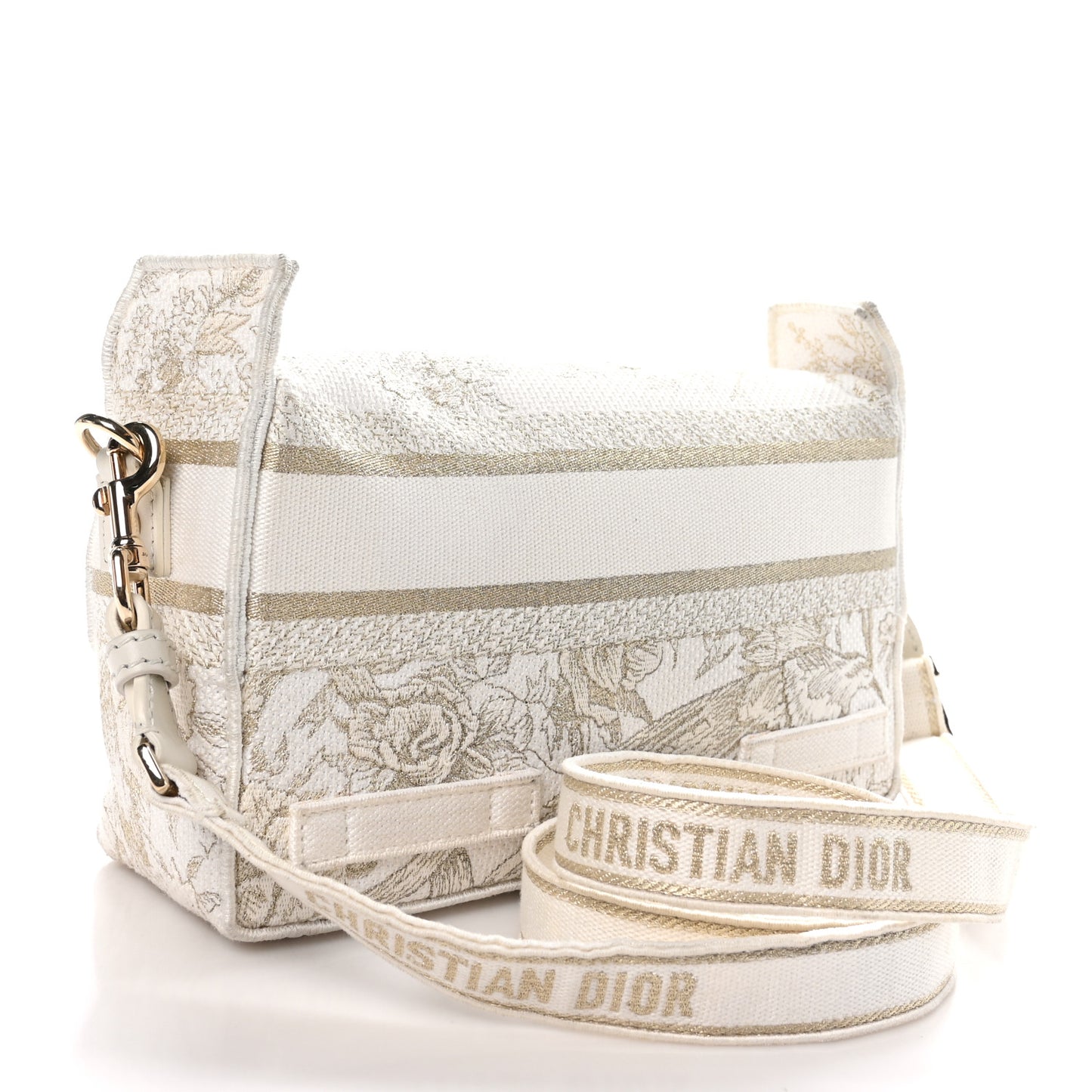 Canvas Embroidered Toile De Jouy Small Diorcamp Messenger White Gold