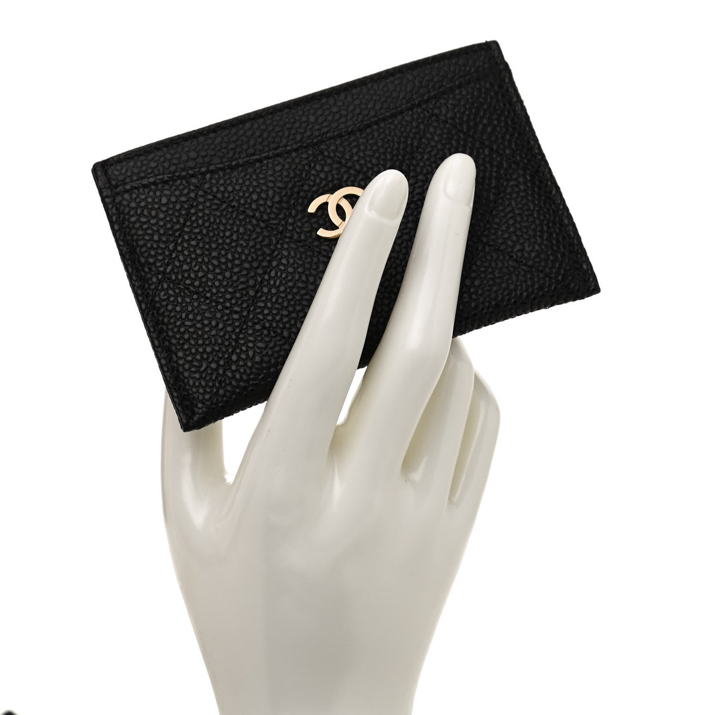 Caviar Quilted Card Holder Black