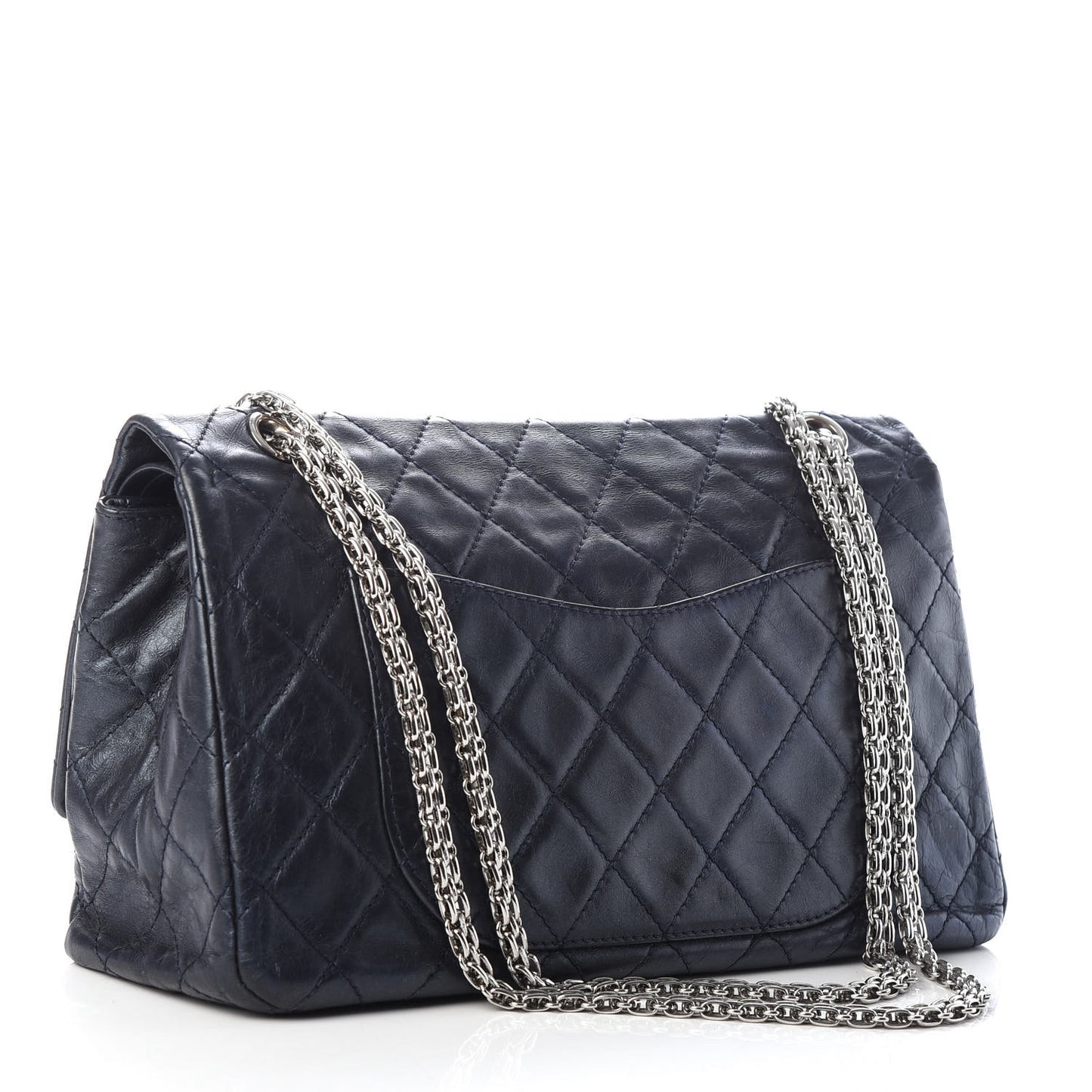 Metallic Aged Calfskin Quilted 2.55 Reissue 227 Flap Blue