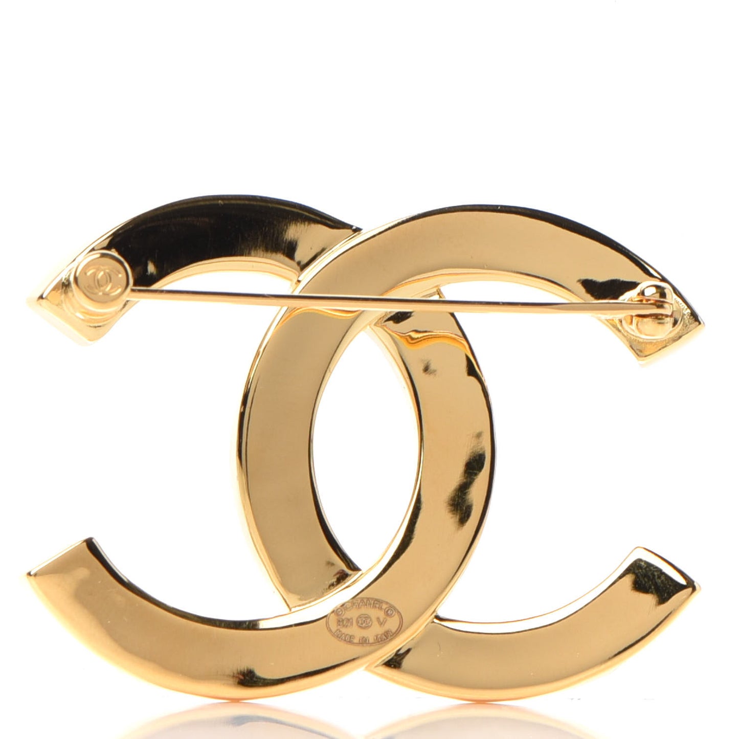 Metal Paris Button CC Large Brooch Gold