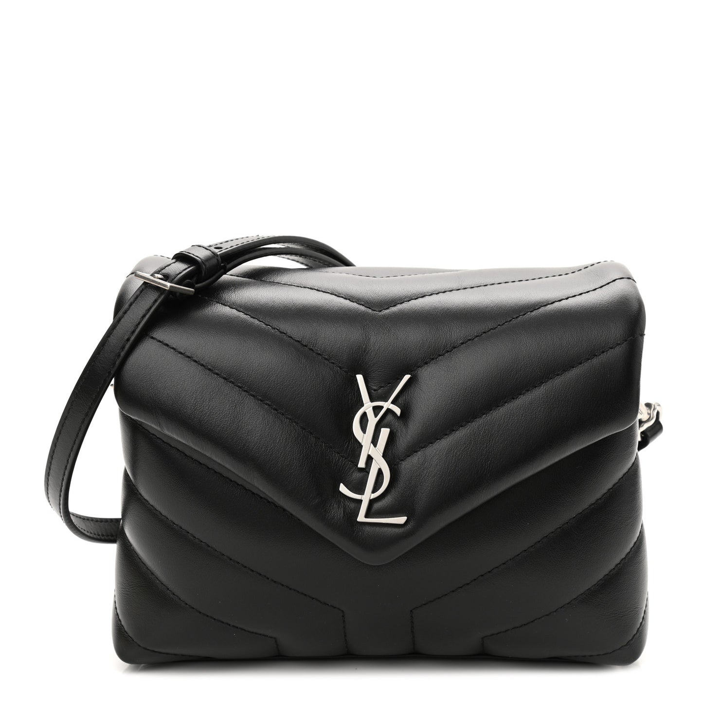 Calfskin Y Quilted Monogram Toy Loulou Crossbody Bag Black