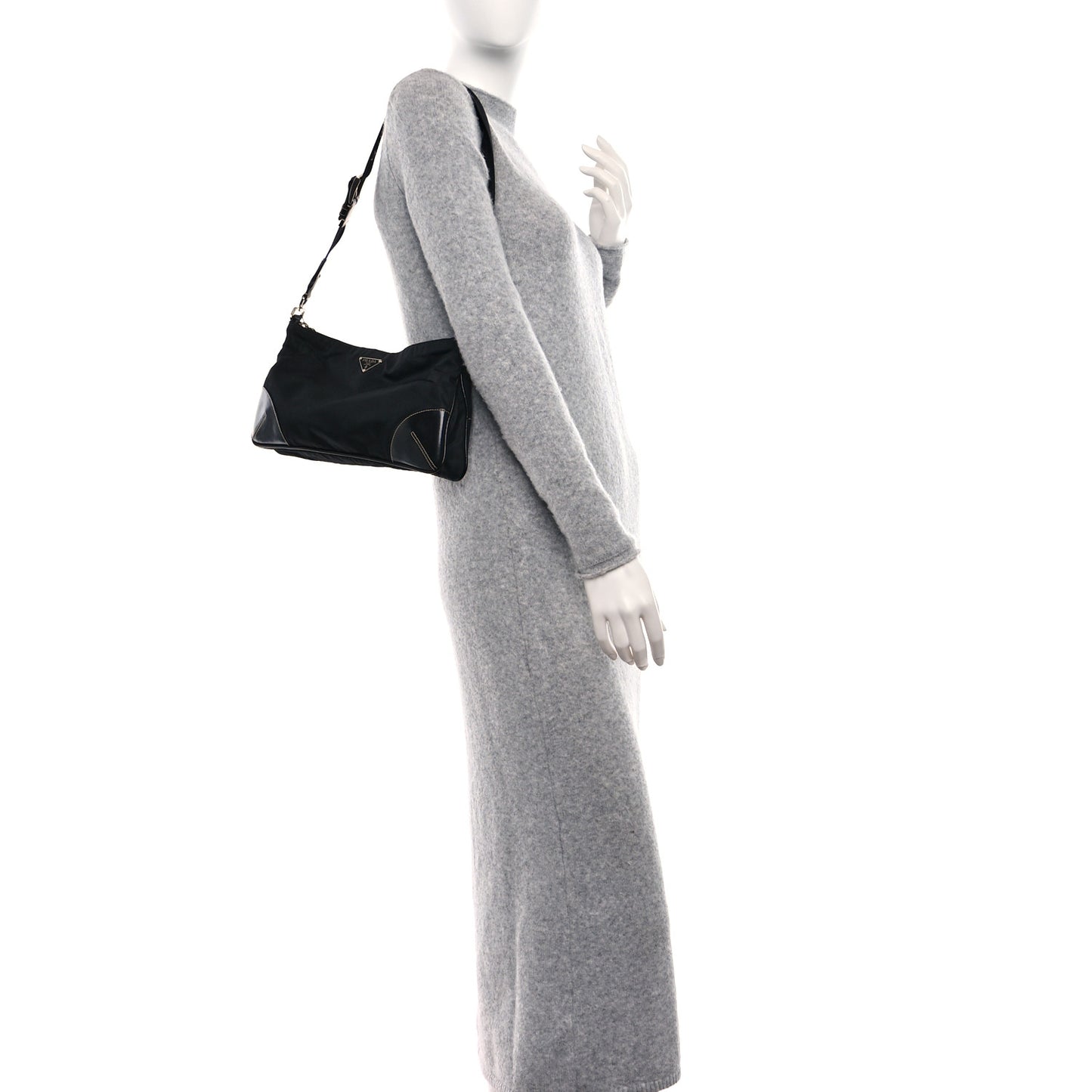 Tessuto Light Nylon Soft Calf Shoulder Bag Black