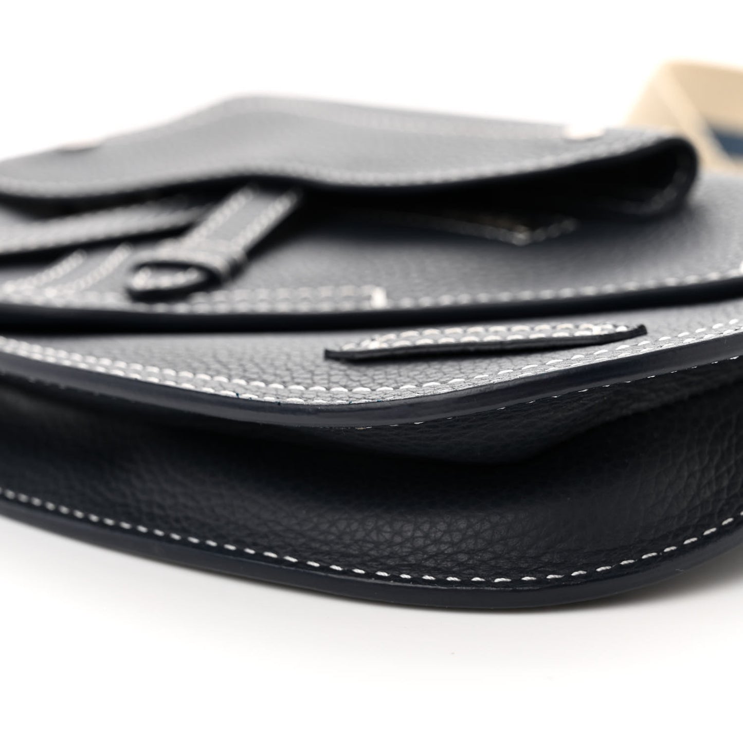 X KAWS Grained Calfskin Saddle Pouch Navy Blue