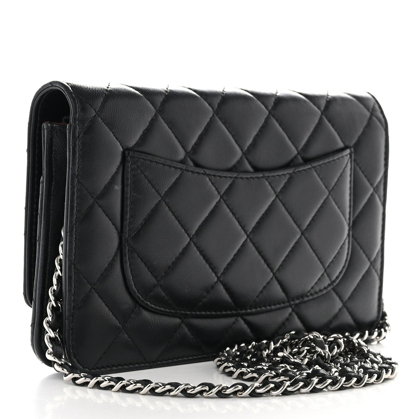 Lambskin Quilted Wallet On Chain WOC Black