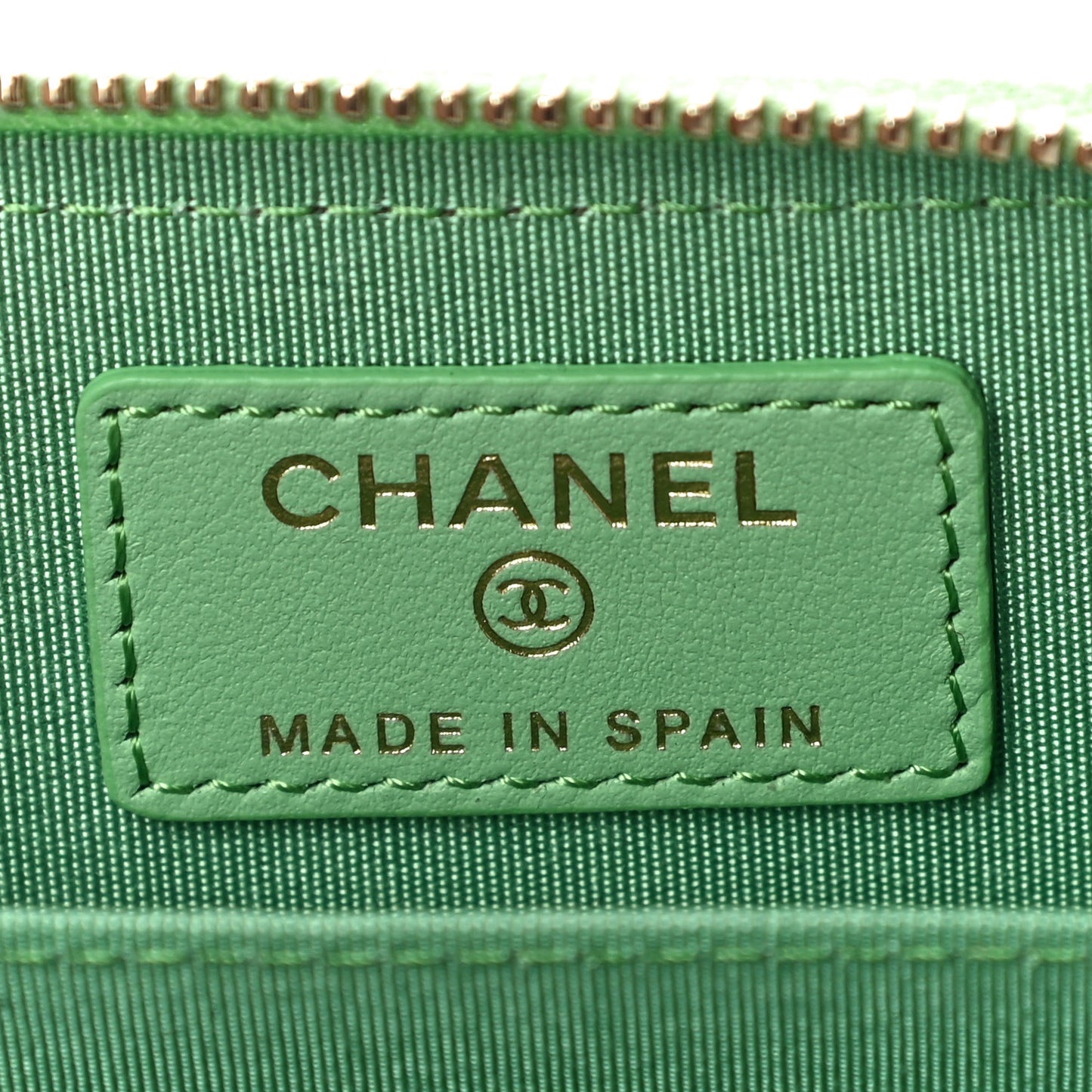 Lambskin Quilted 19 Zip Around Coin Purse Wallet Green