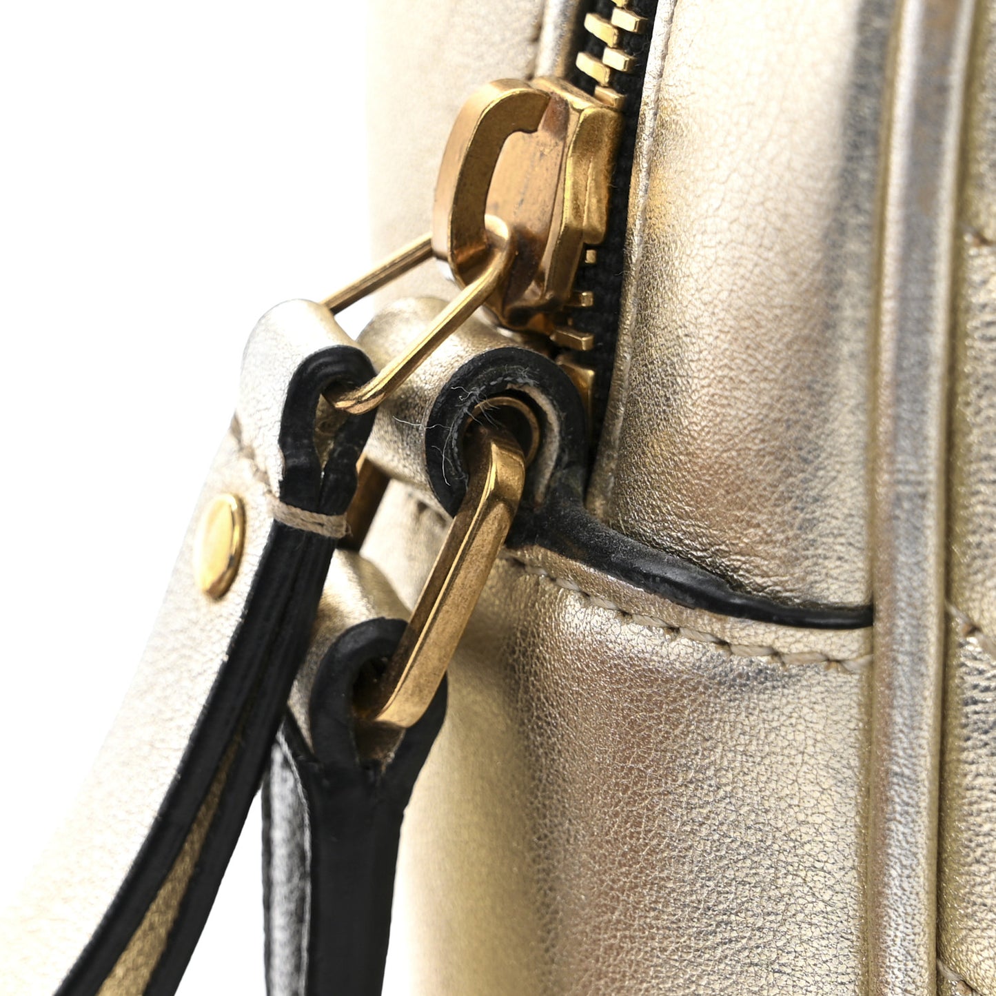 Metallic Calfskin Matelasse Monogram Lou Camera Bag Platino