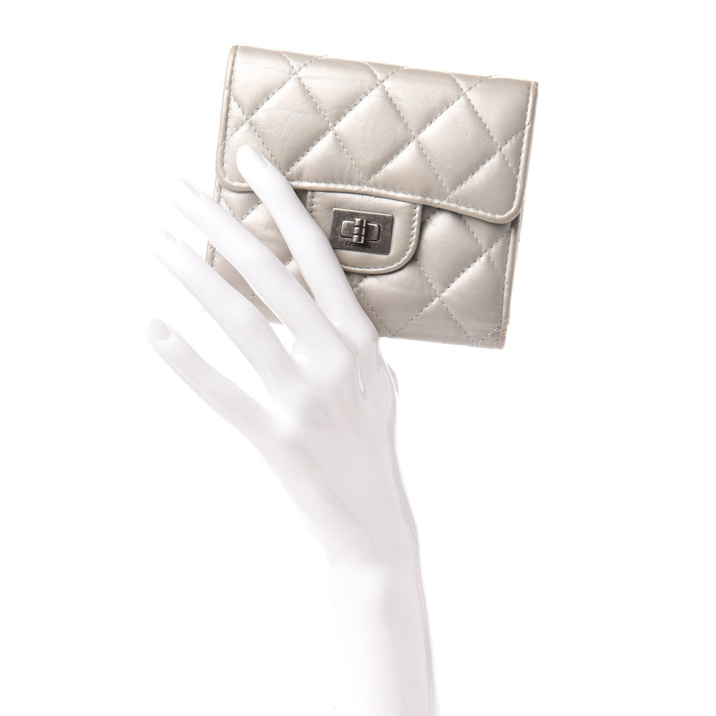 Aged Calfskin Quilted Reissue Compact Wallet Grey