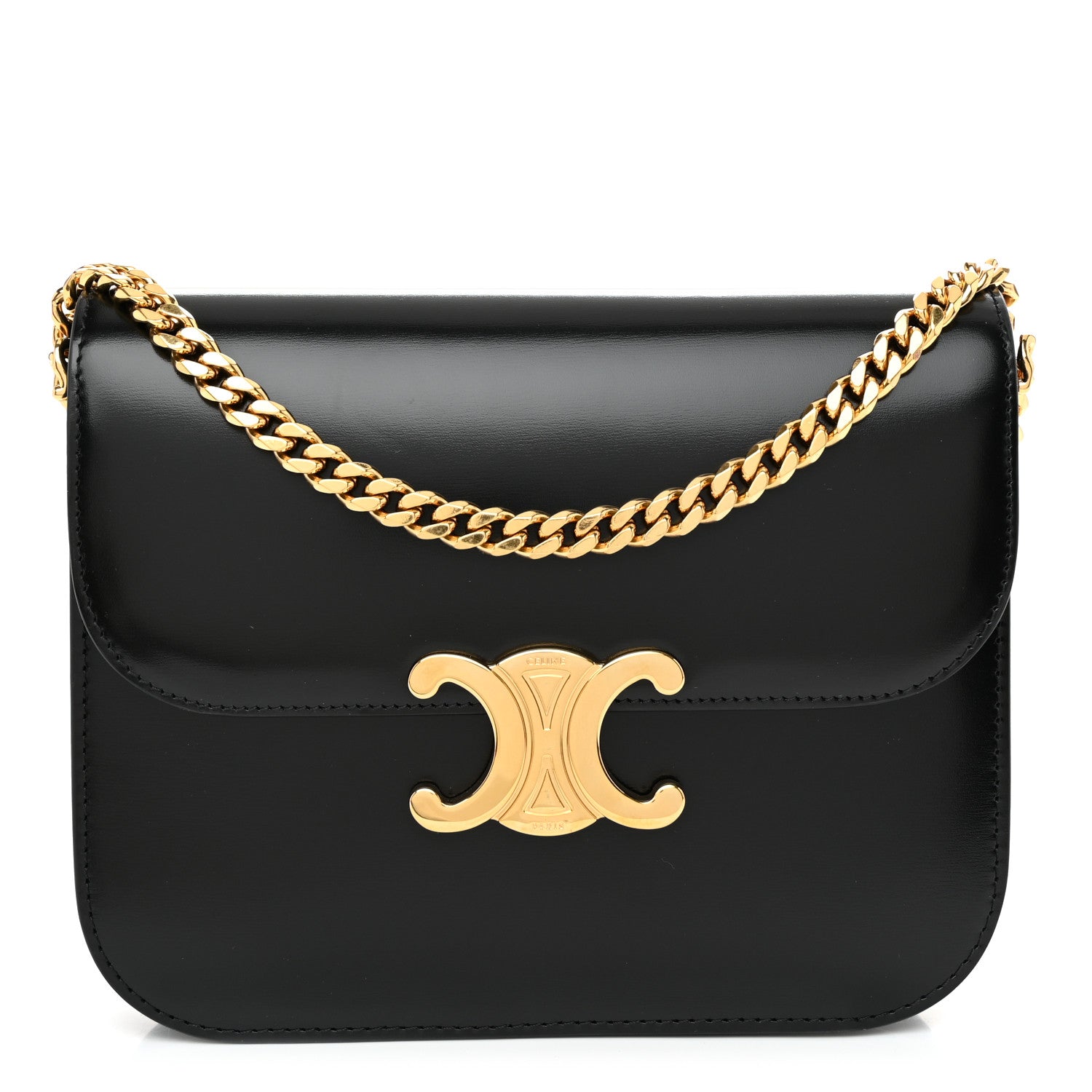 Celine Shiny Calfskin College Triomphe Black 1 of 10
