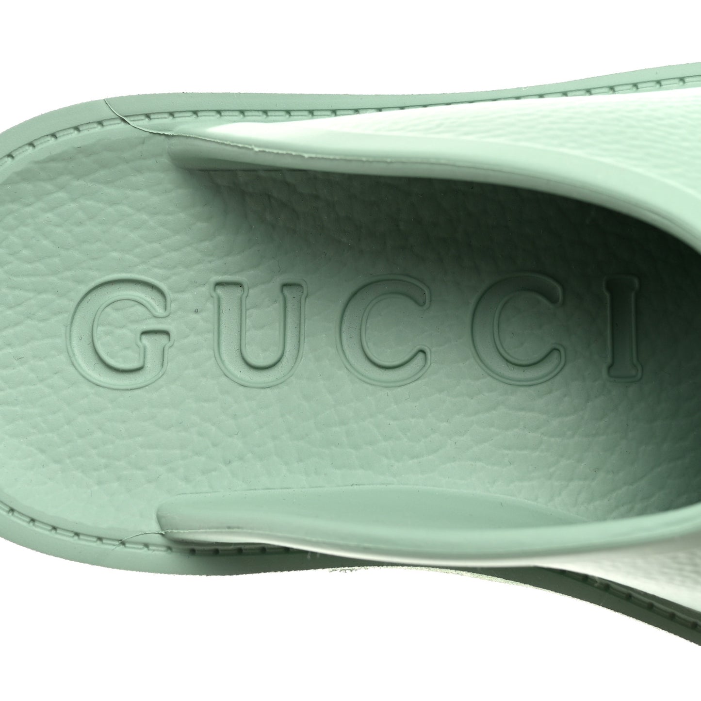 Rubber GG Monogram Perforated Elea Platform 55mm Lug Sole Sandals 36 Pacific Green