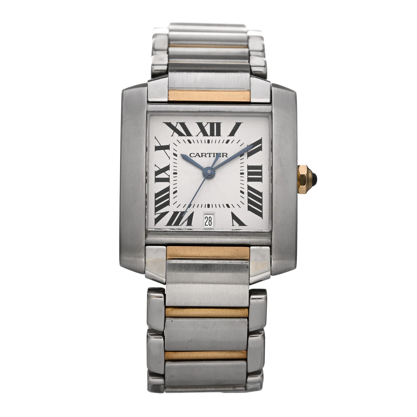 Stainless Steel 18K Yellow Gold 28mm Tank Francaise Automatic Watch