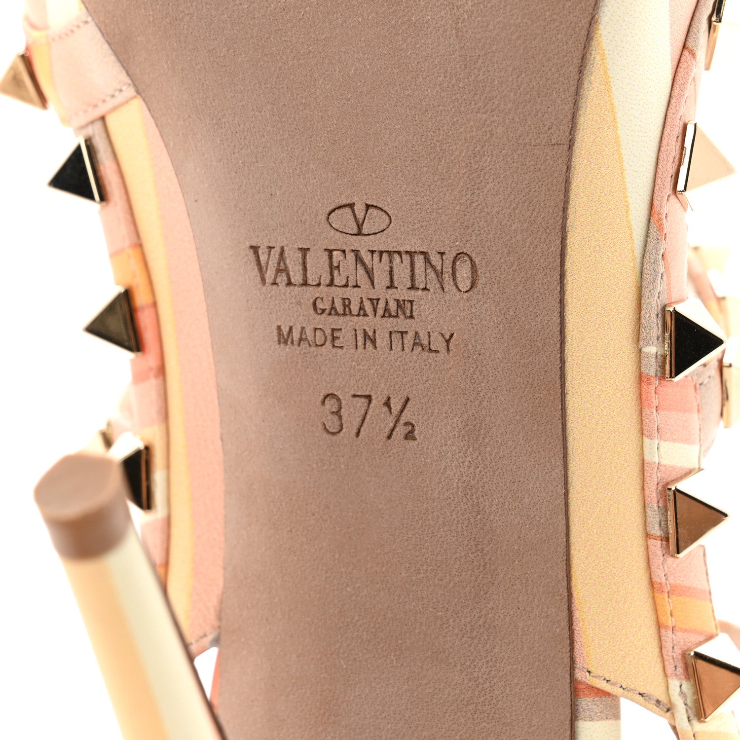 Valentino Garavani Nappa Native Couture 1975 Rockstud Ankle Strap 100mm Pumps 37.5 Mandarin Sorbet 7 of 7