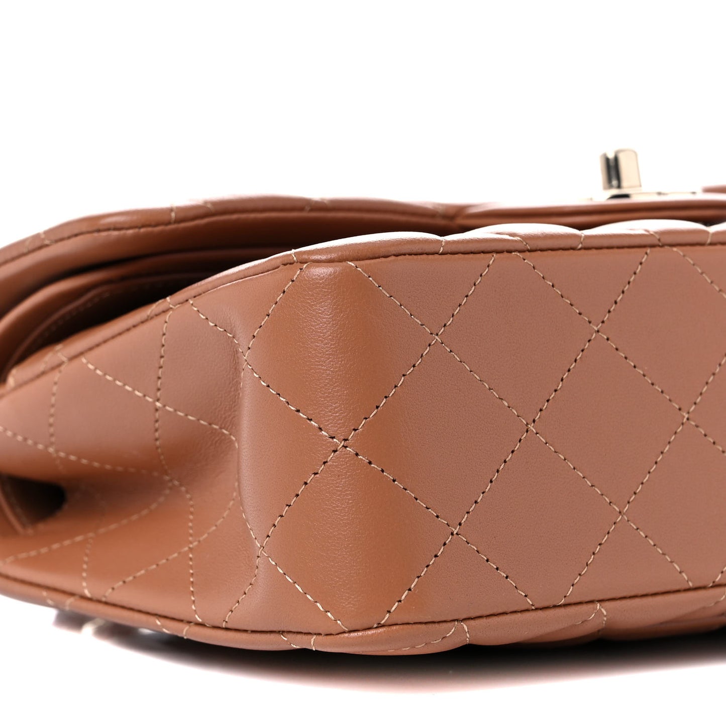 Lambskin Quilted Small Double Flap Brown