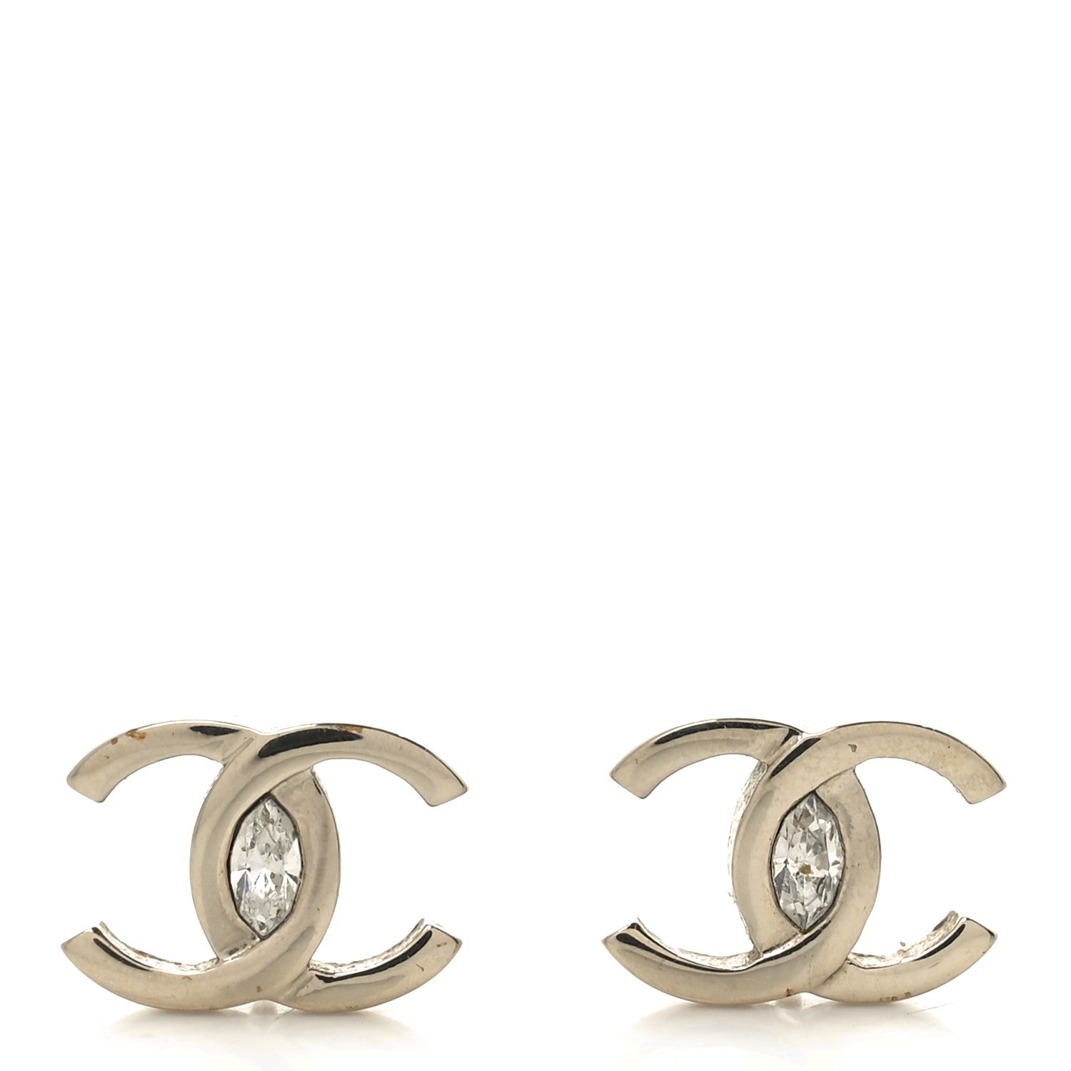 Chanel Crystal CC Large Stud Earrings Gold 1 of 4
