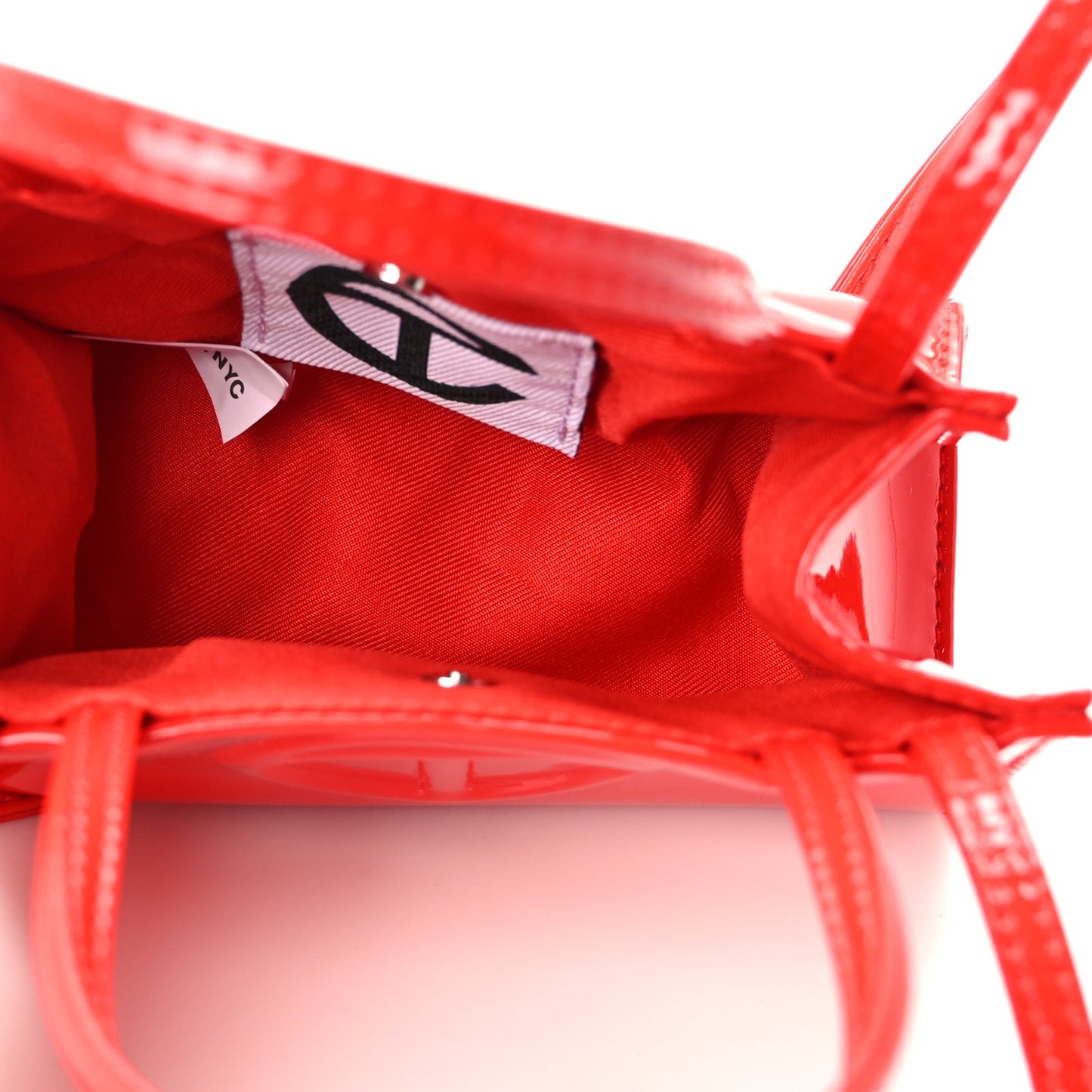Patent Vegan Leather Small Shopping Bag Red