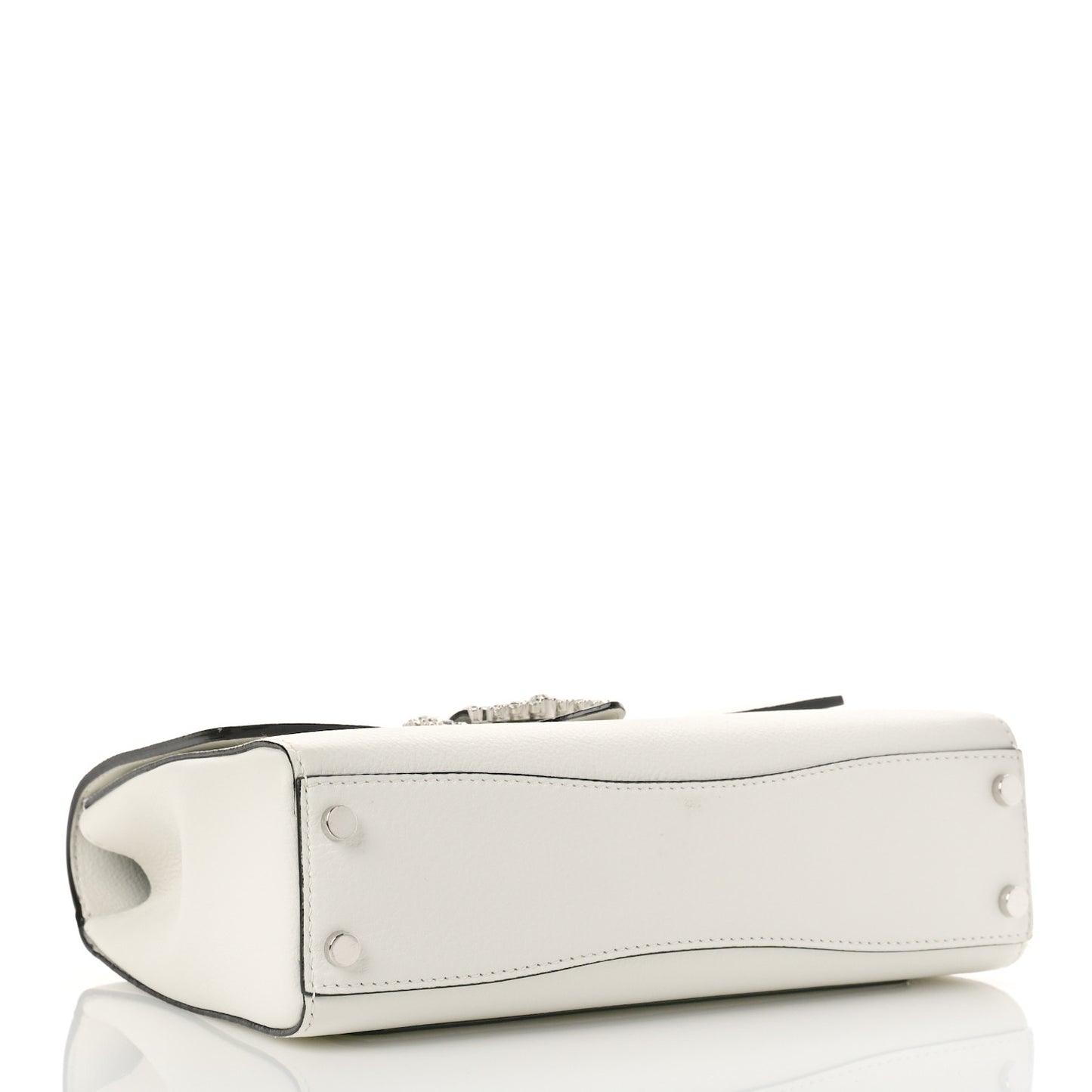 Calfskin Crystal Medium Cheri Top Handle Bag Milk