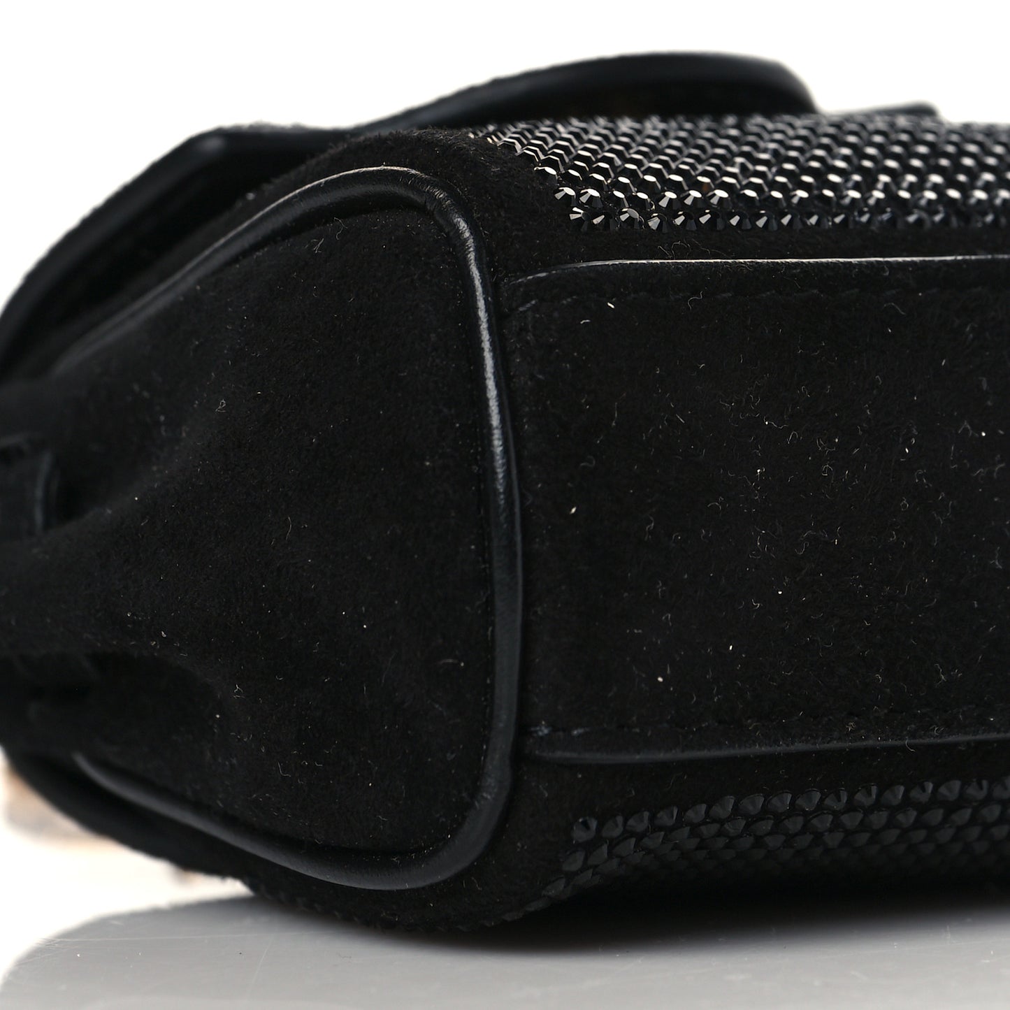 Suede Crystal Studded Micro La Medusa Bag Black