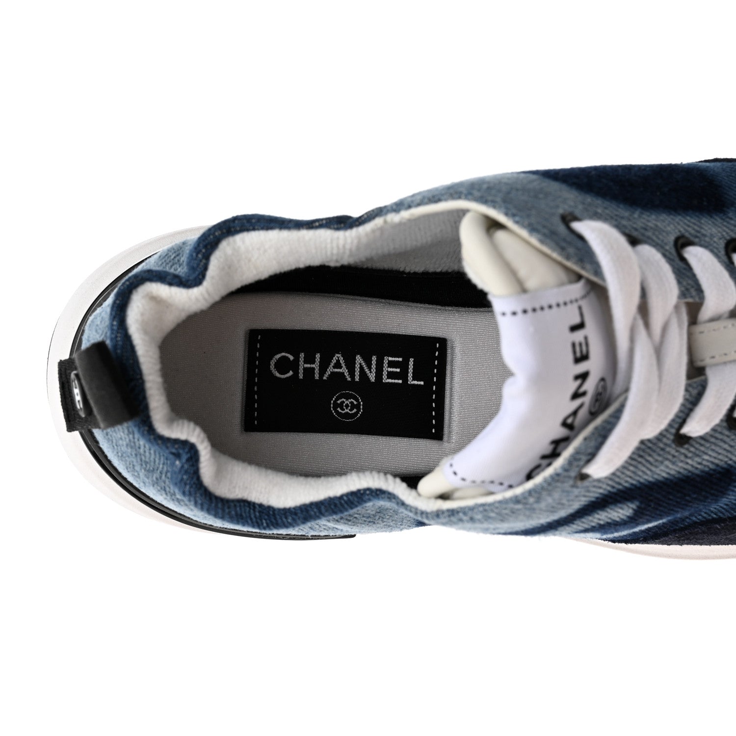 Chanel Denim Suede Calfskin Womens CC Sneakers 37 Dark Blue 6 of 12