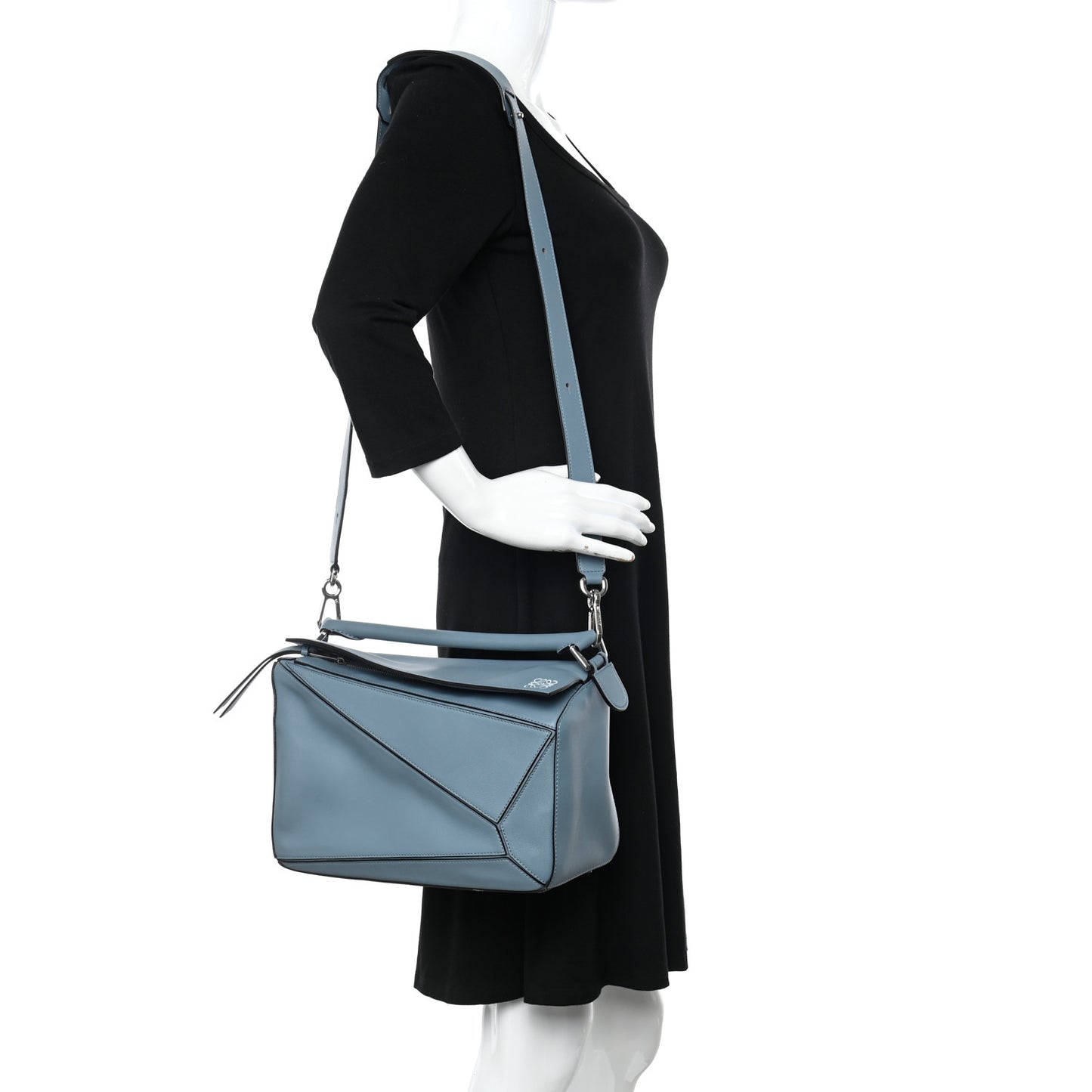 Calfskin Medium Puzzle Bag Stone Blue