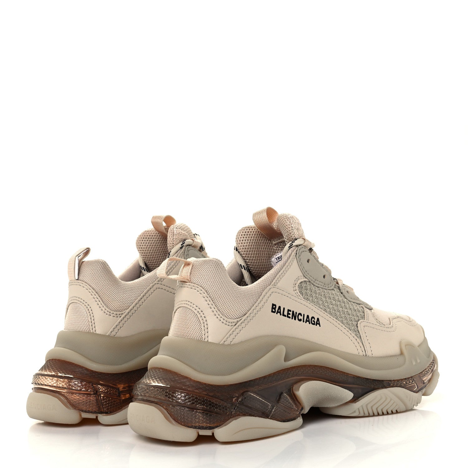 Balenciaga Fabric Mesh Clear Sole Womens Triple S Sneakers 39 Beige 4 of 10