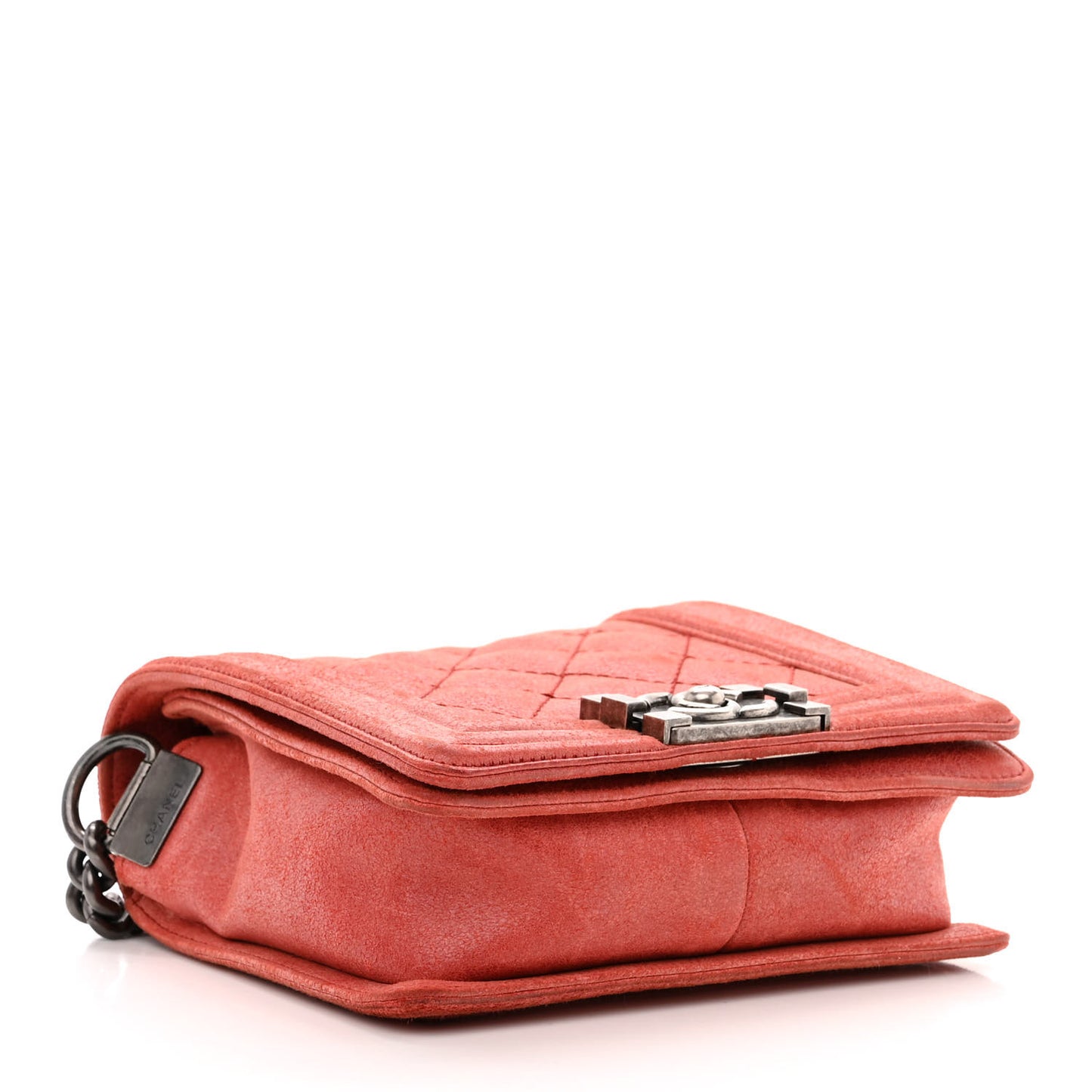 Iridescent Calfskin Quilted Small Gentle Square Boy Flap Red
