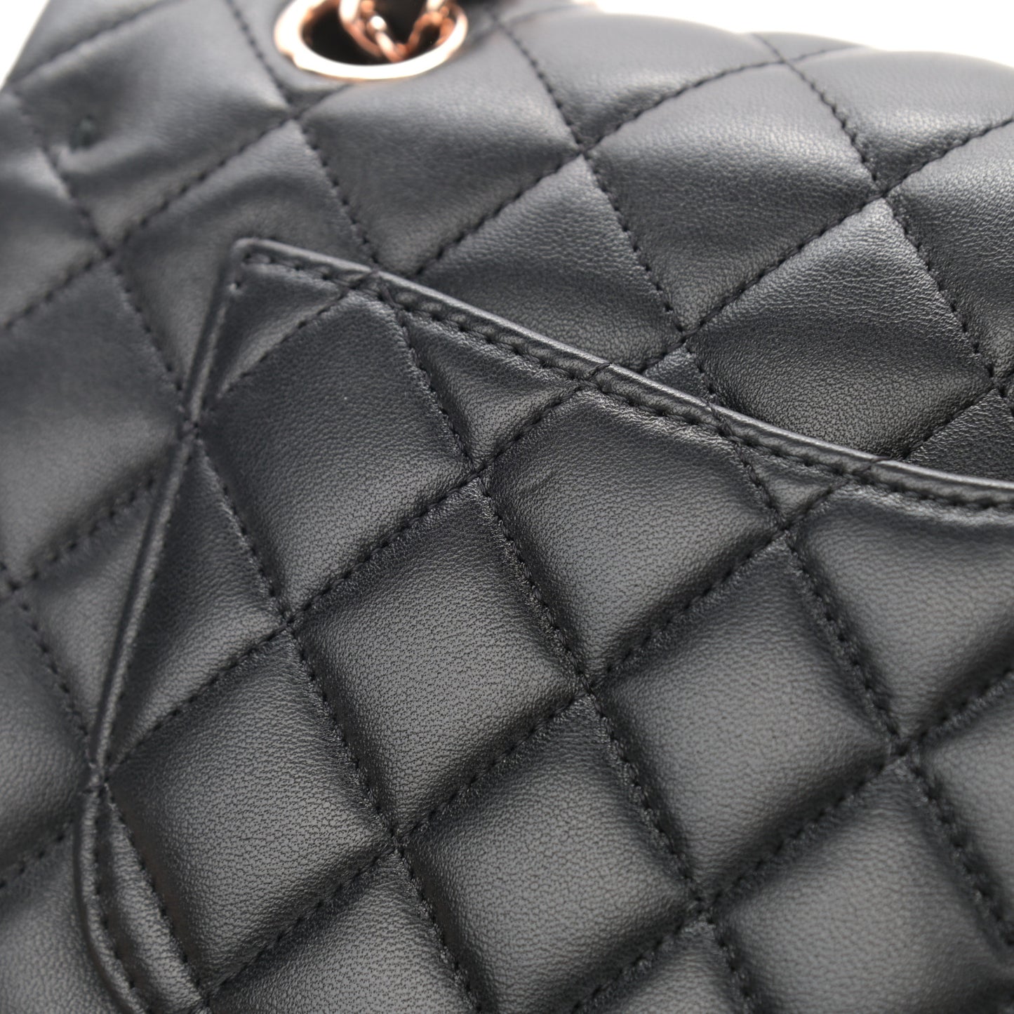 Lambskin Quilted Small Double Flap Black