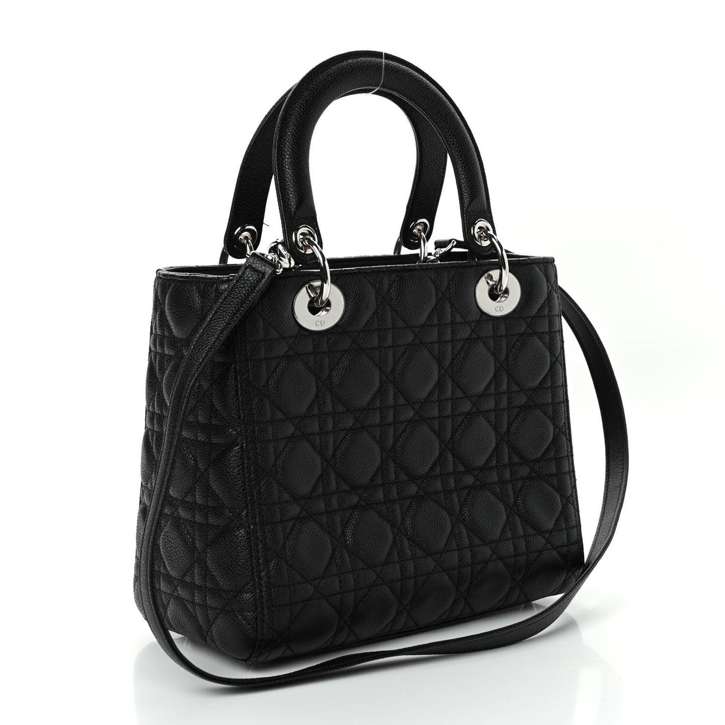 Grained Calfskin Cannage Medium Lady Dior Black