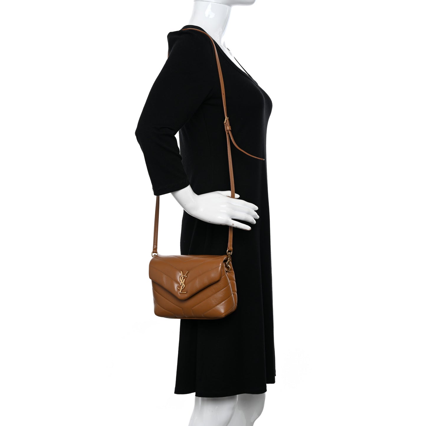 Calfskin Y Quilted Monogram Toy Loulou Crossbody Bag Dark Natural