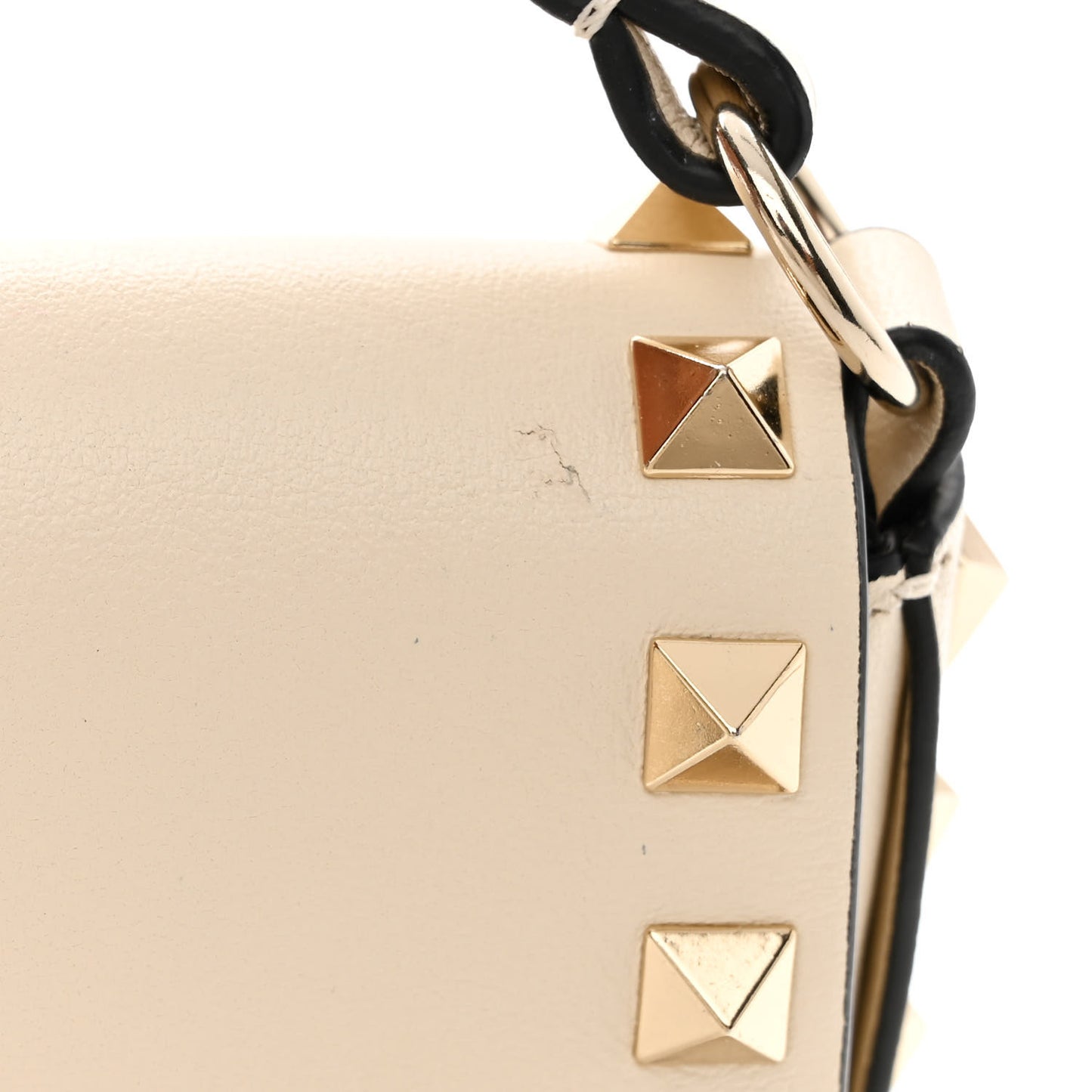 Calfskin Rockstud Crossbody Pouch Light Ivory
