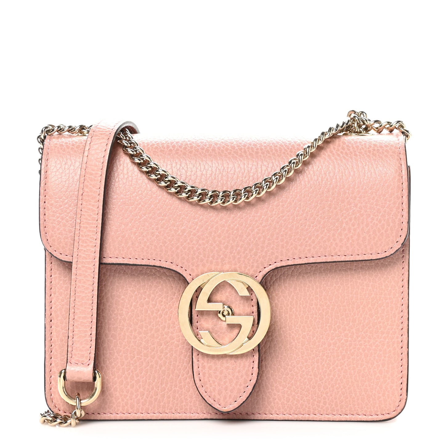 Dollar Calfskin Small Interlocking G Shoulder Bag Soft Pink