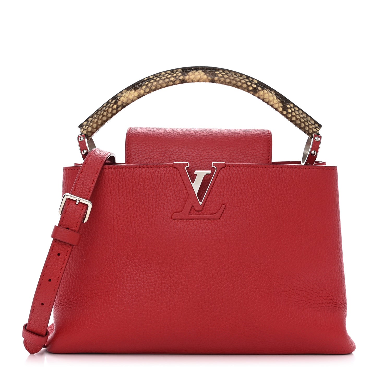 Taurillon Snakeskin Capucines PM Rubis