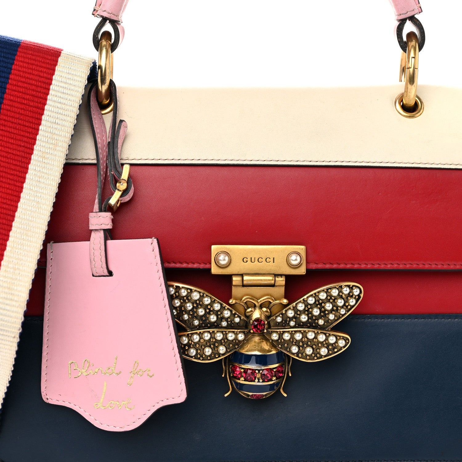 Gucci Calfskin Sylvie Web Small Queen Margaret Top Handle Bag Blue Agata Hibiscus Red Mystic White Sugar Pink 8 of 15