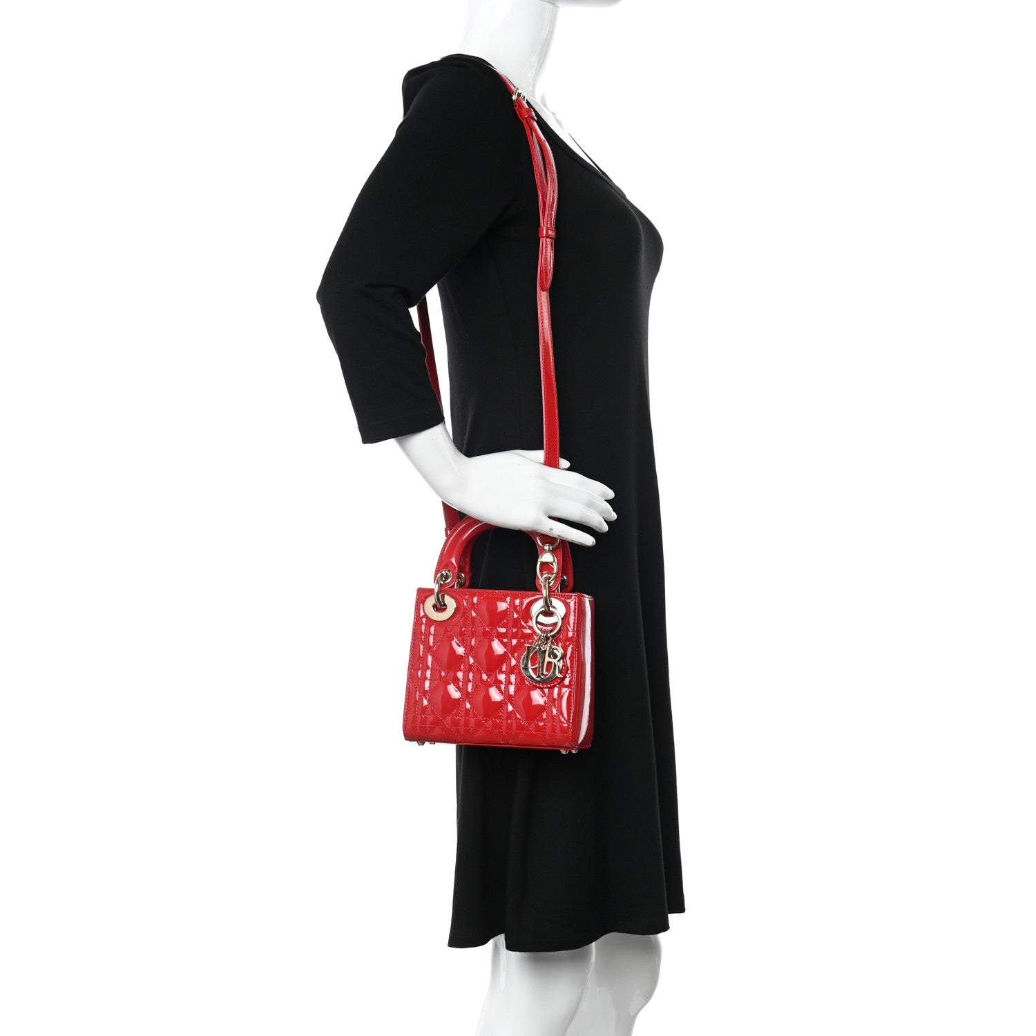 Christian Dior Patent Cannage Mini Lady Dior Red 2 of 10