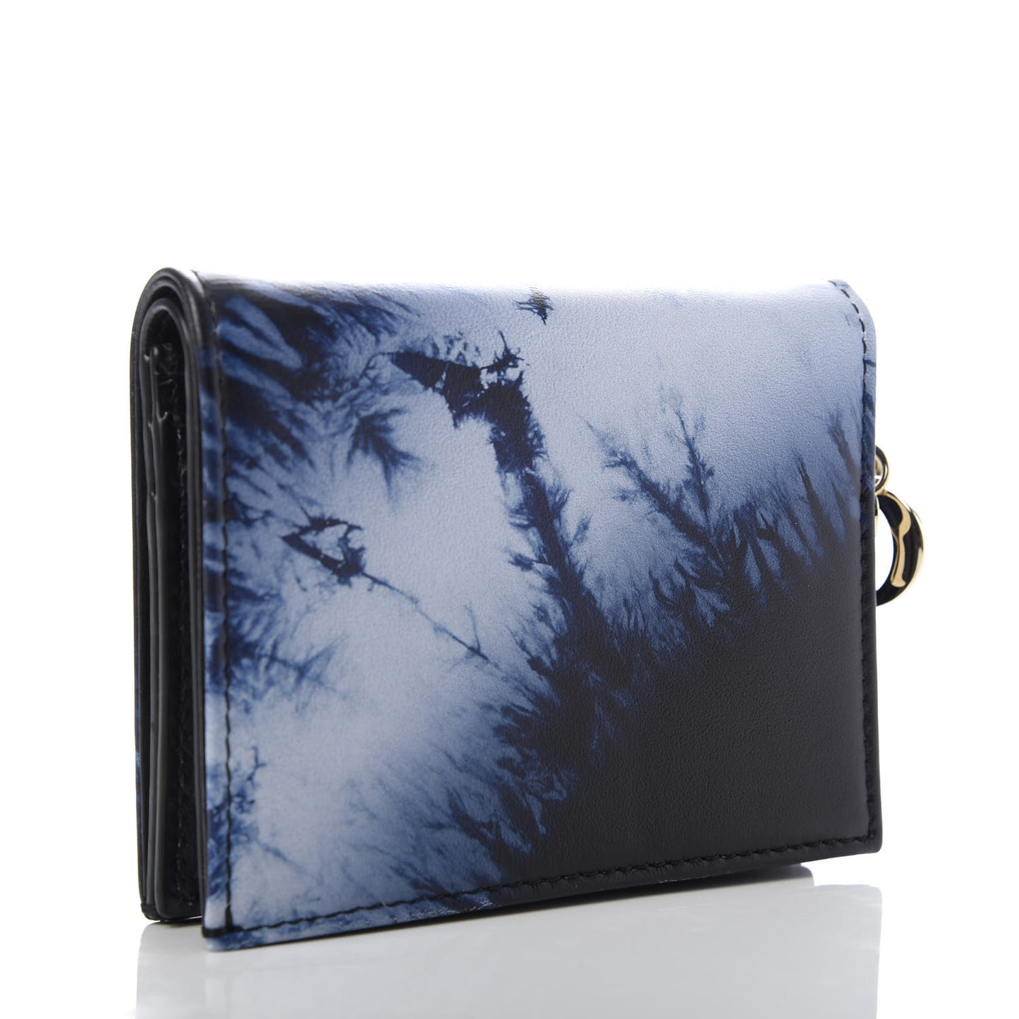 Calfskin Tie Mini Lady Dior Wallet Blue Multicolor