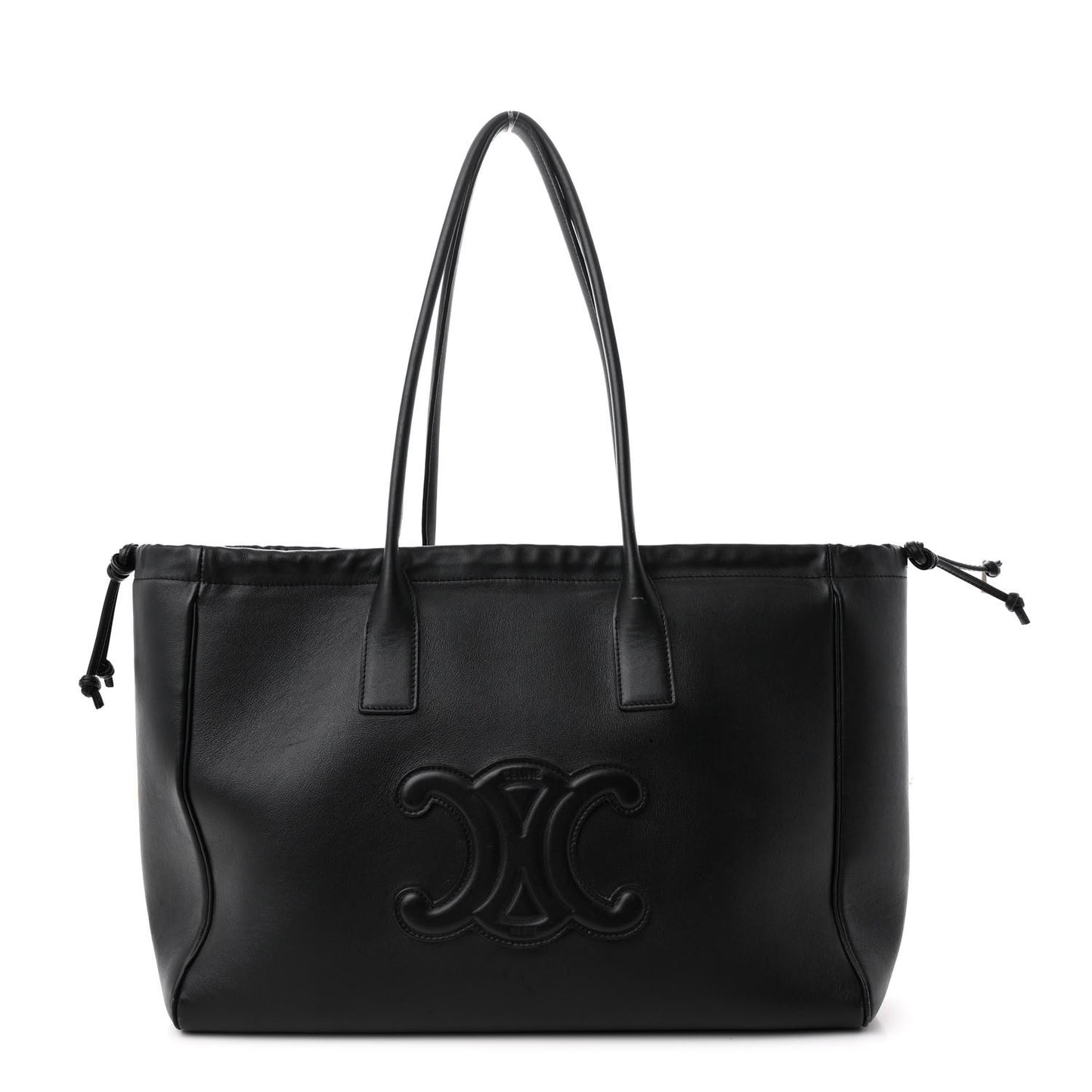 Smooth Calfskin Cuir Triomphe Cabas Drawstring Black