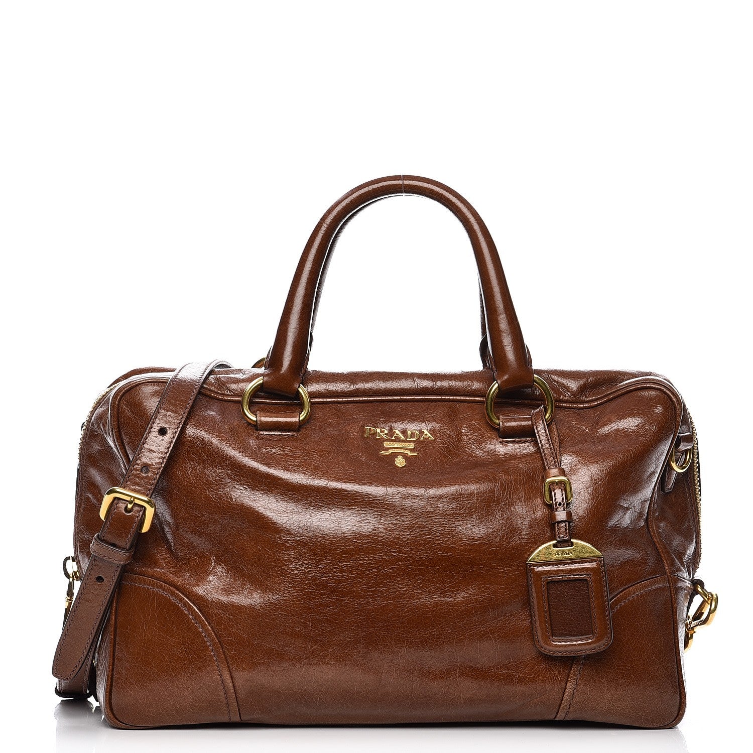 Prada Vitello Shine Boston Bag Palissandro 213294 – FASHIONPHILE