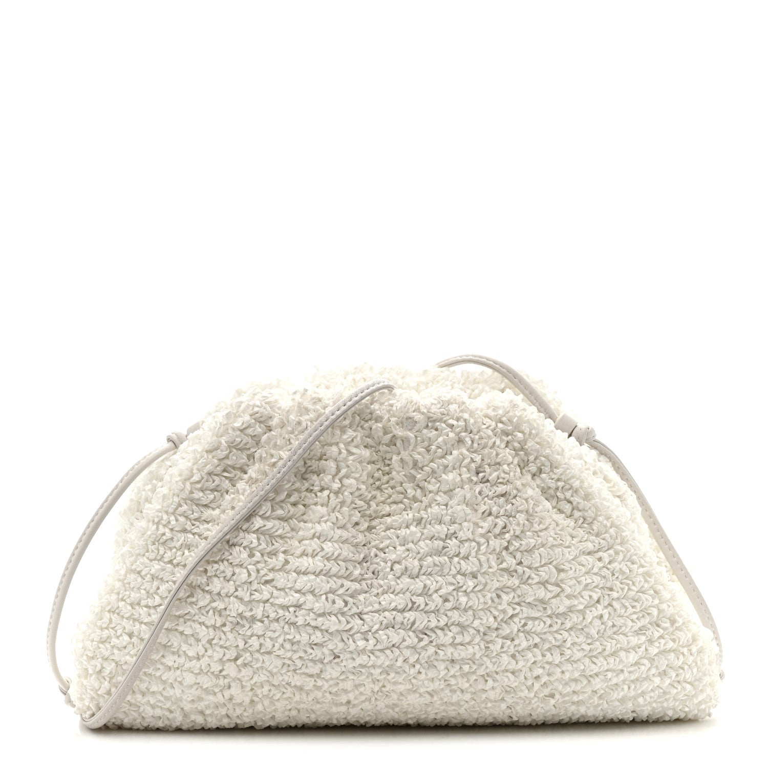 Bottega Veneta Boucle Curly Raffia The Mini Pouch White Chalk