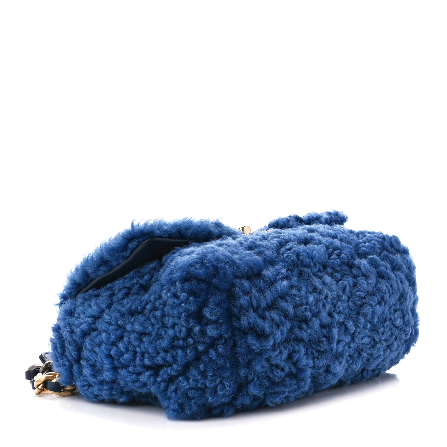 Chanel Shearling Sheepskin Medium Chanel 19 Flap Blue 4 of 10