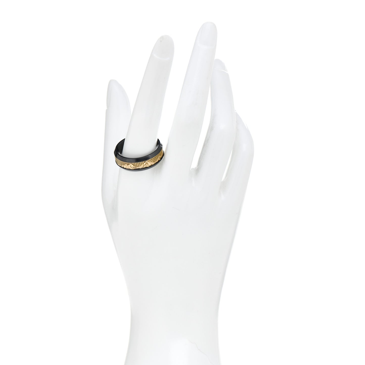 18K Yellow Gold Titanium 8mm Waves Ring 65 11