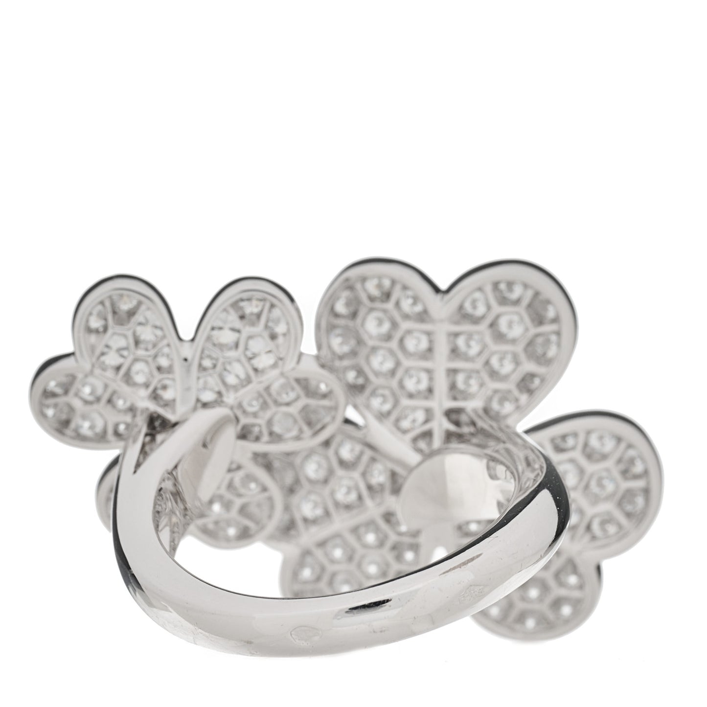 18K White Gold Diamond Frivole Between The Finger Pave Ring 53 6.5
