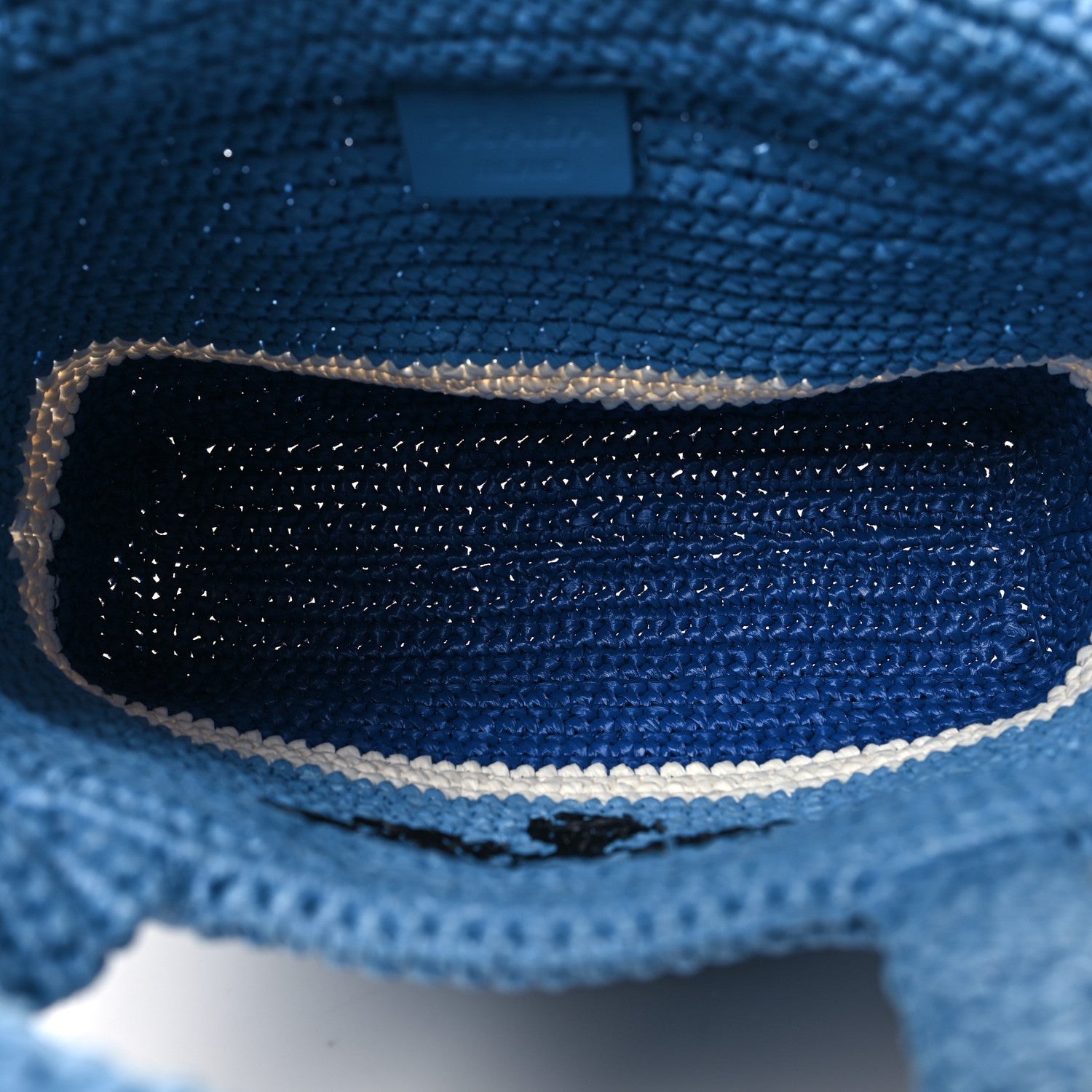 Prada Yarn Raffia Effect Crochet Small Logo Tote Celeste Blue 5 of 10
