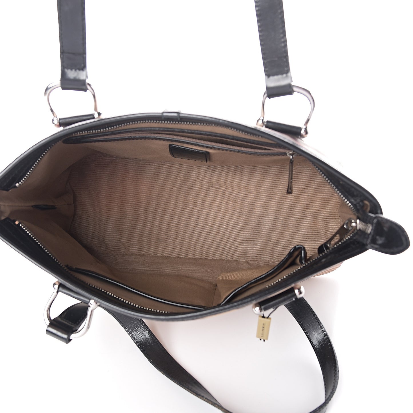 Patent Trim Nova Check Shopper Tote Black