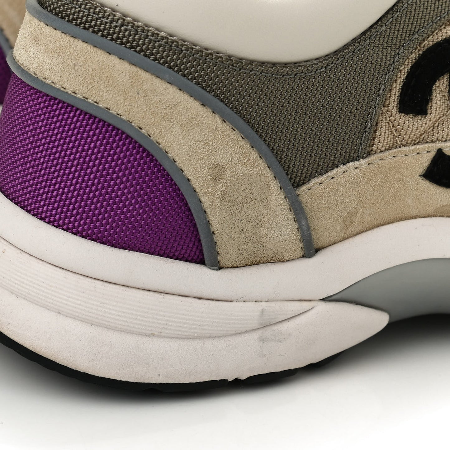 Mesh Suede Calfskin Grained Calfskin Womens CC Sneakers 39 Beige Dark Beige Purple