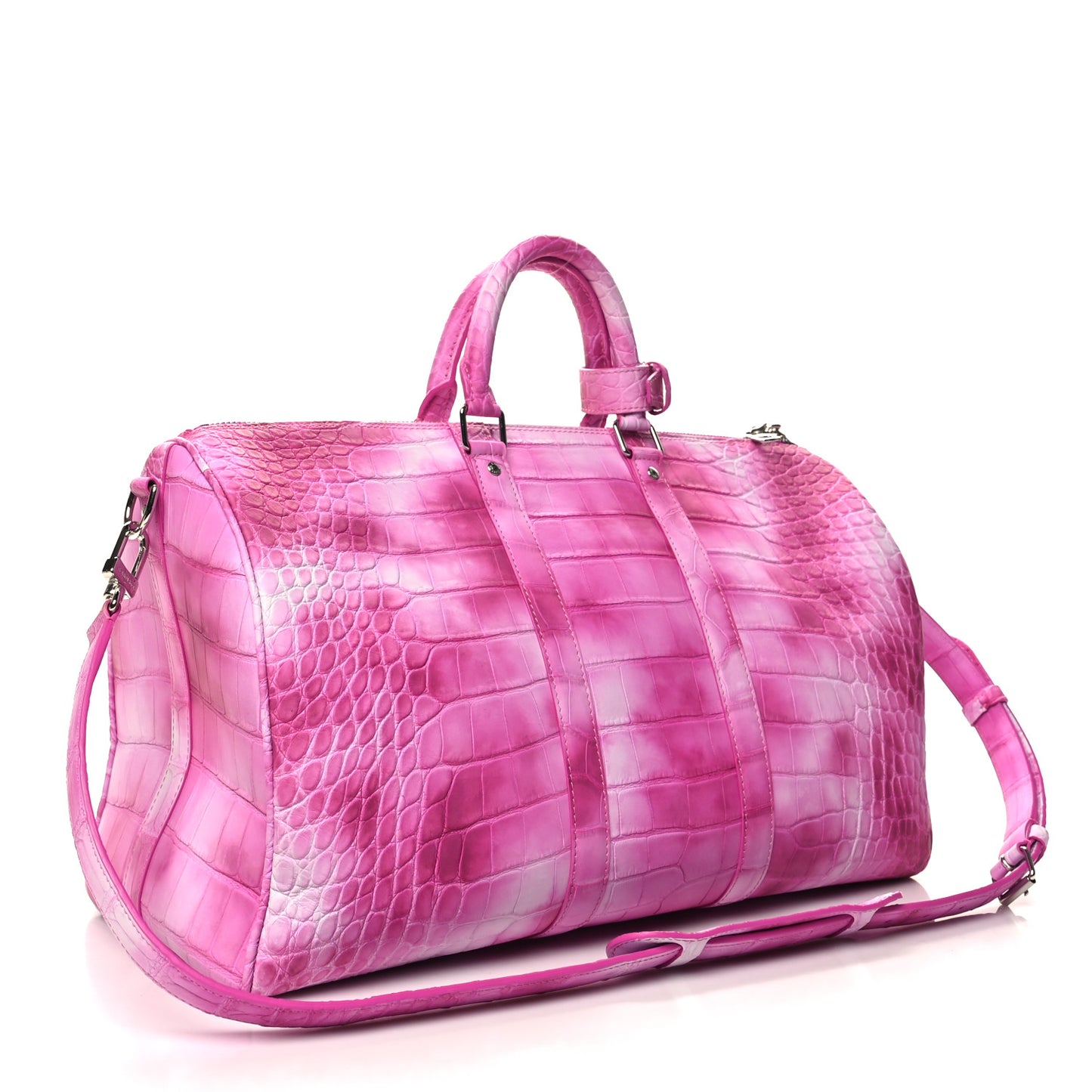 Matte Alligator Keepall Bandouliere 45 Fuchsia