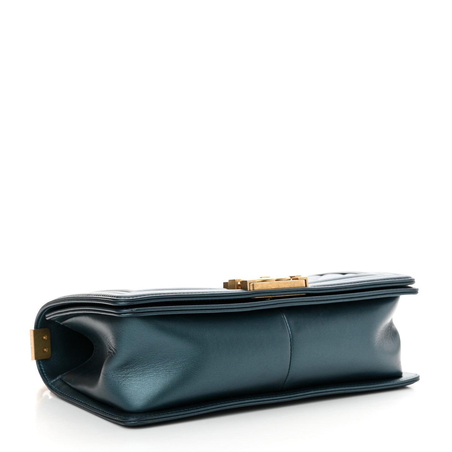 Metallic Calfskin Quilted Medium Boy Flap Blue