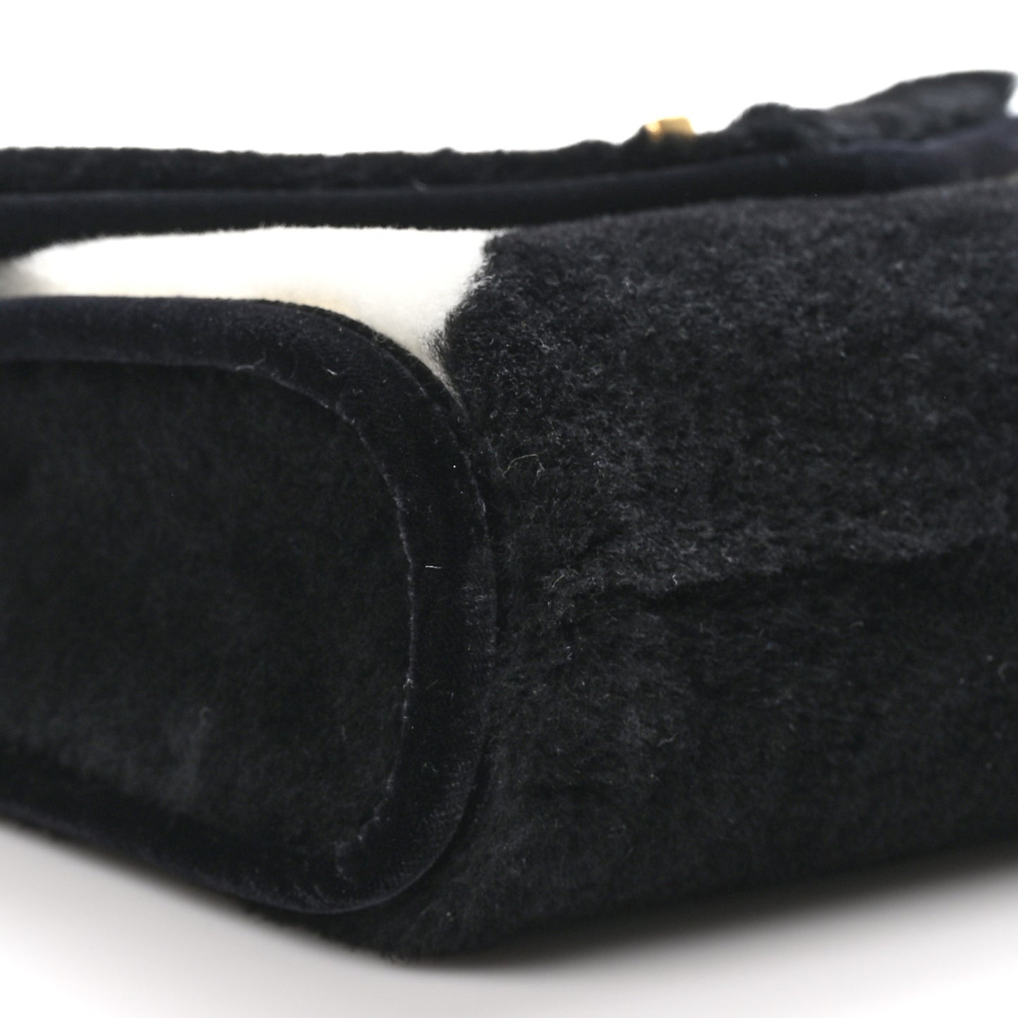 Shearling Checkered Flap Bag Black White