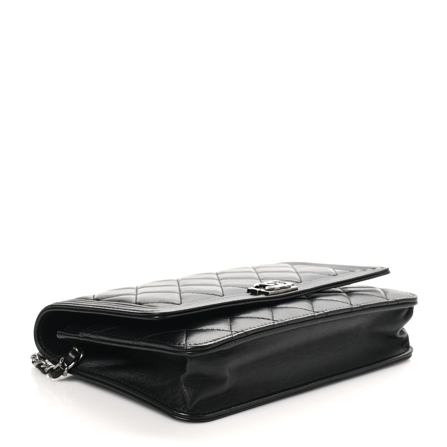 Lambskin Quilted Boy Wallet On Chain WOC Black